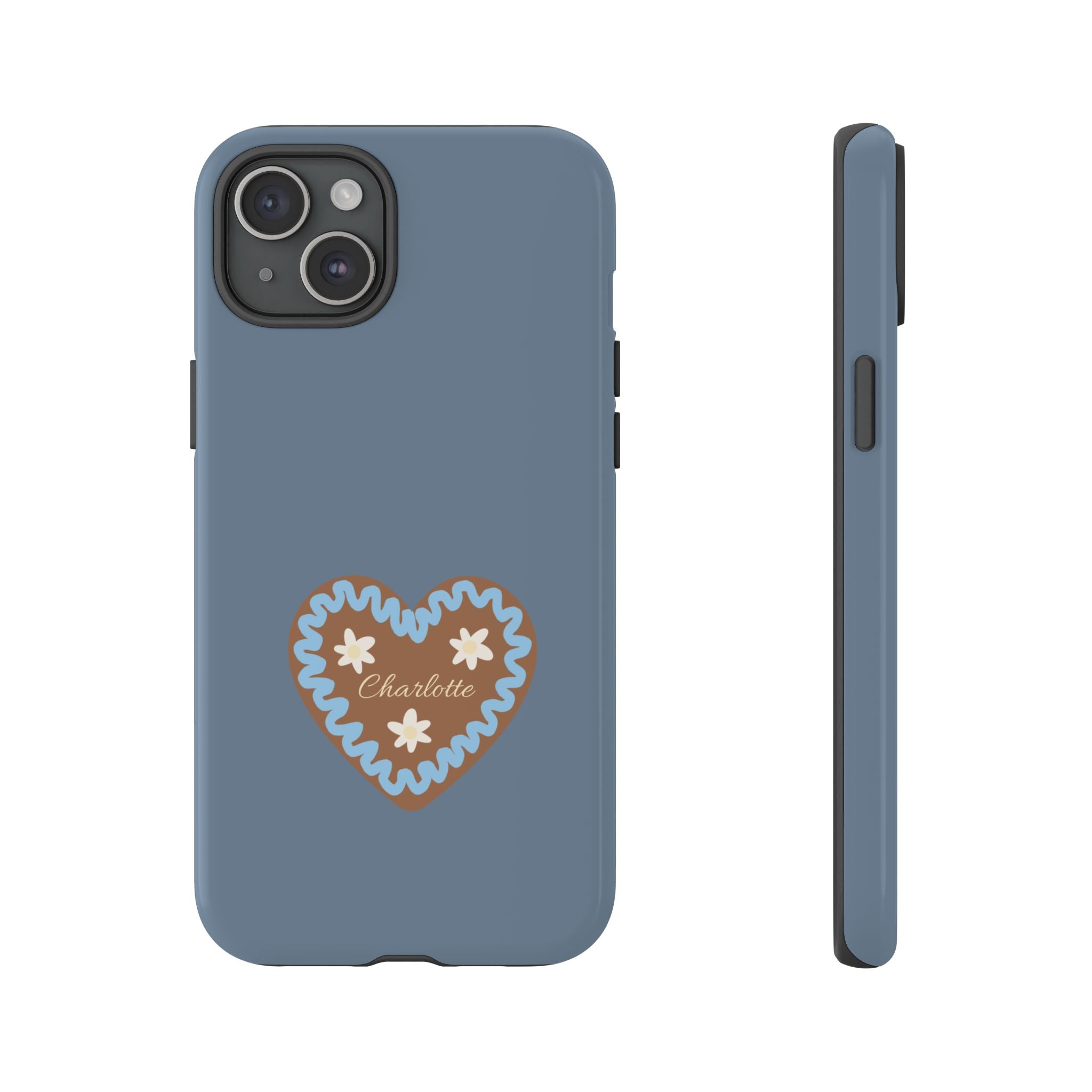 WIESNHERZ TAUBENBLAU – Personalisierte Handyhülle mit Dual-Layer-Schutz