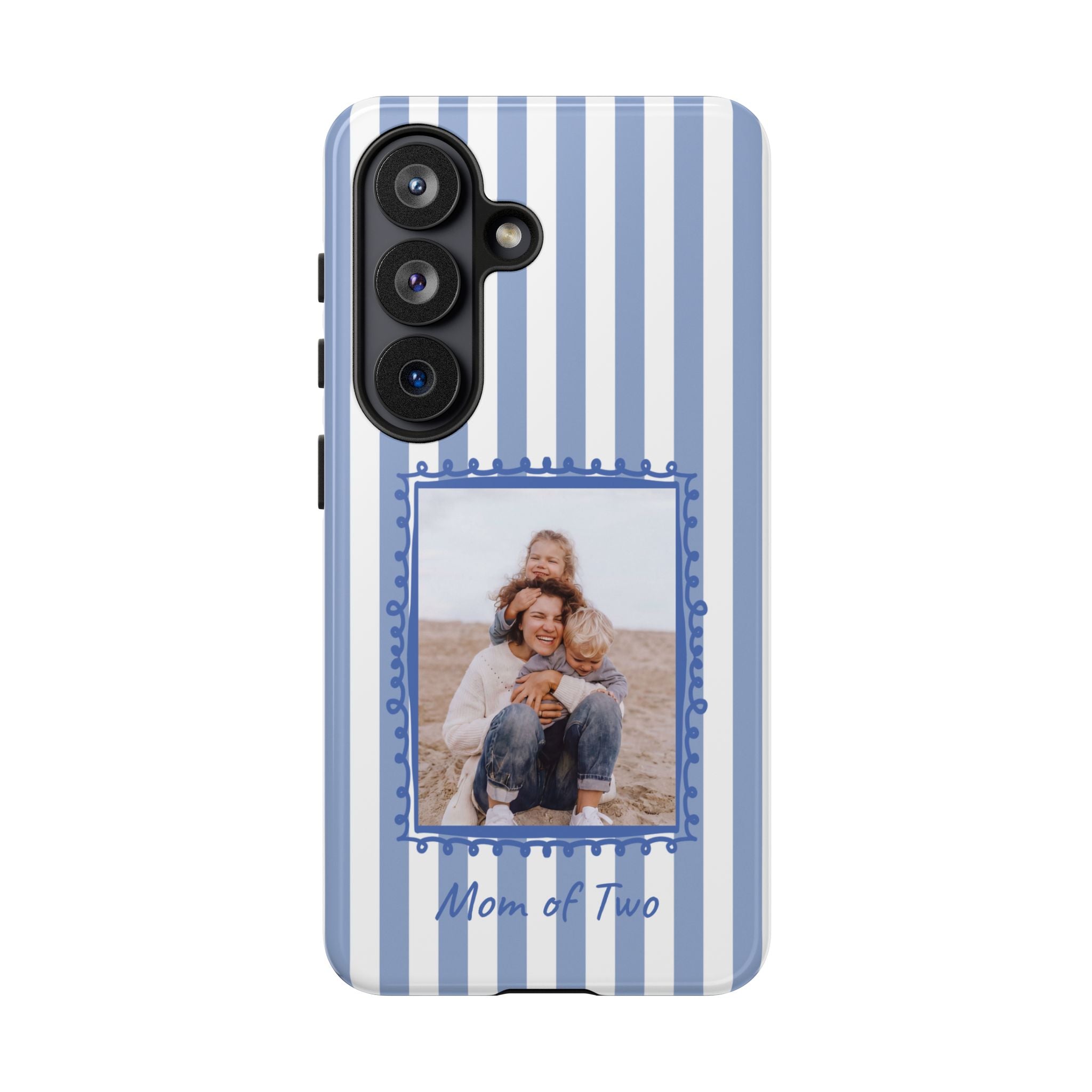 BLUE STRIPES PHOTO FRAME – Personalisierte Foto Handyhülle mit Dual-Layer-Schutz