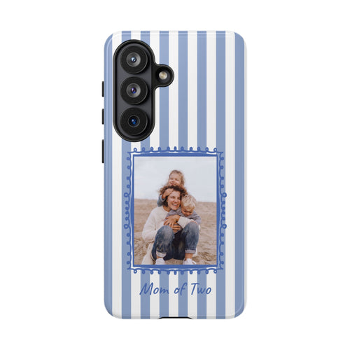 BLUE STRIPES PHOTO FRAME – Personalisierte Foto Handyhülle mit Dual-Layer-Schutz