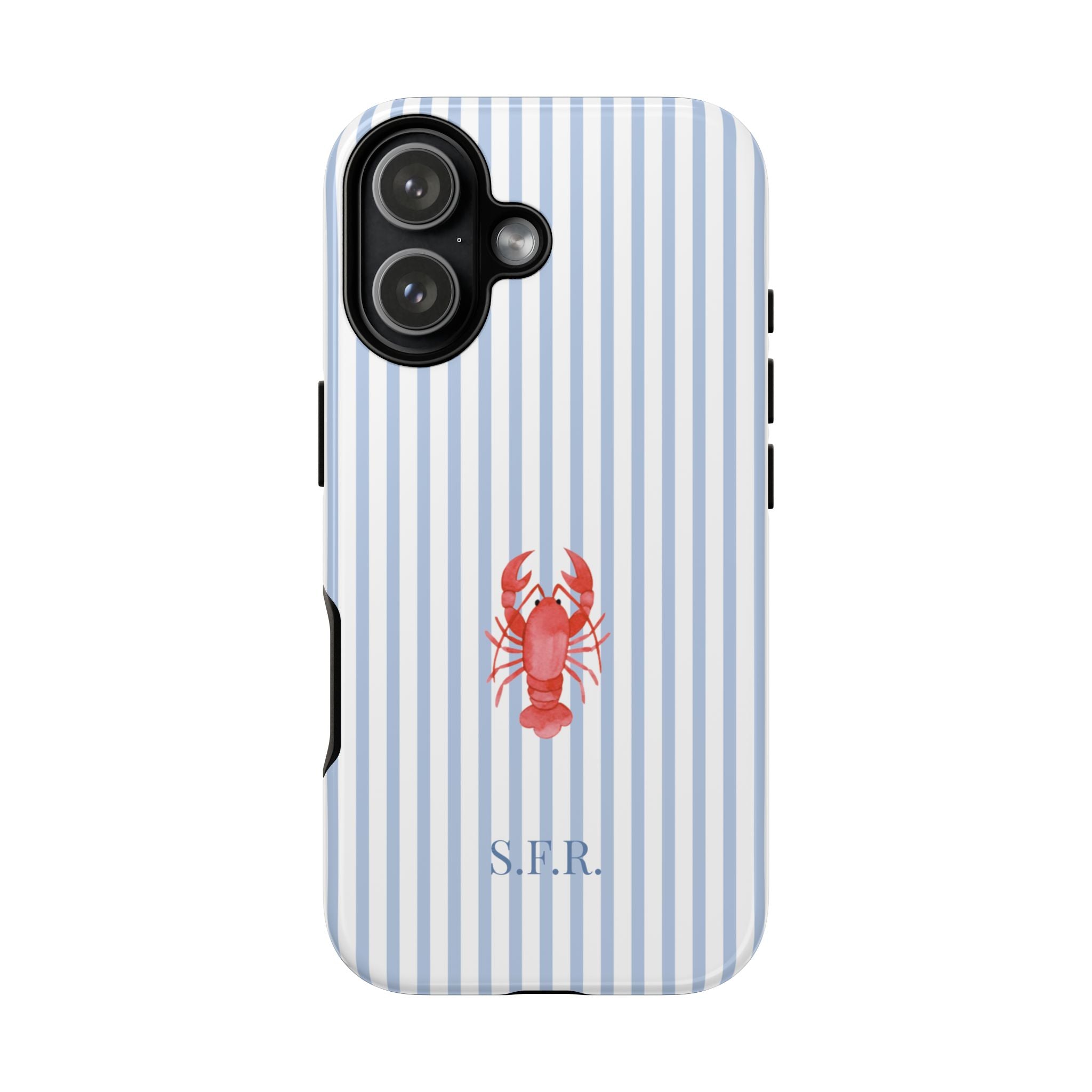 LOBSTER LIGHT BLUE STRIPES – Personalisierte Handyhülle mit Dual-Layer-Schutz