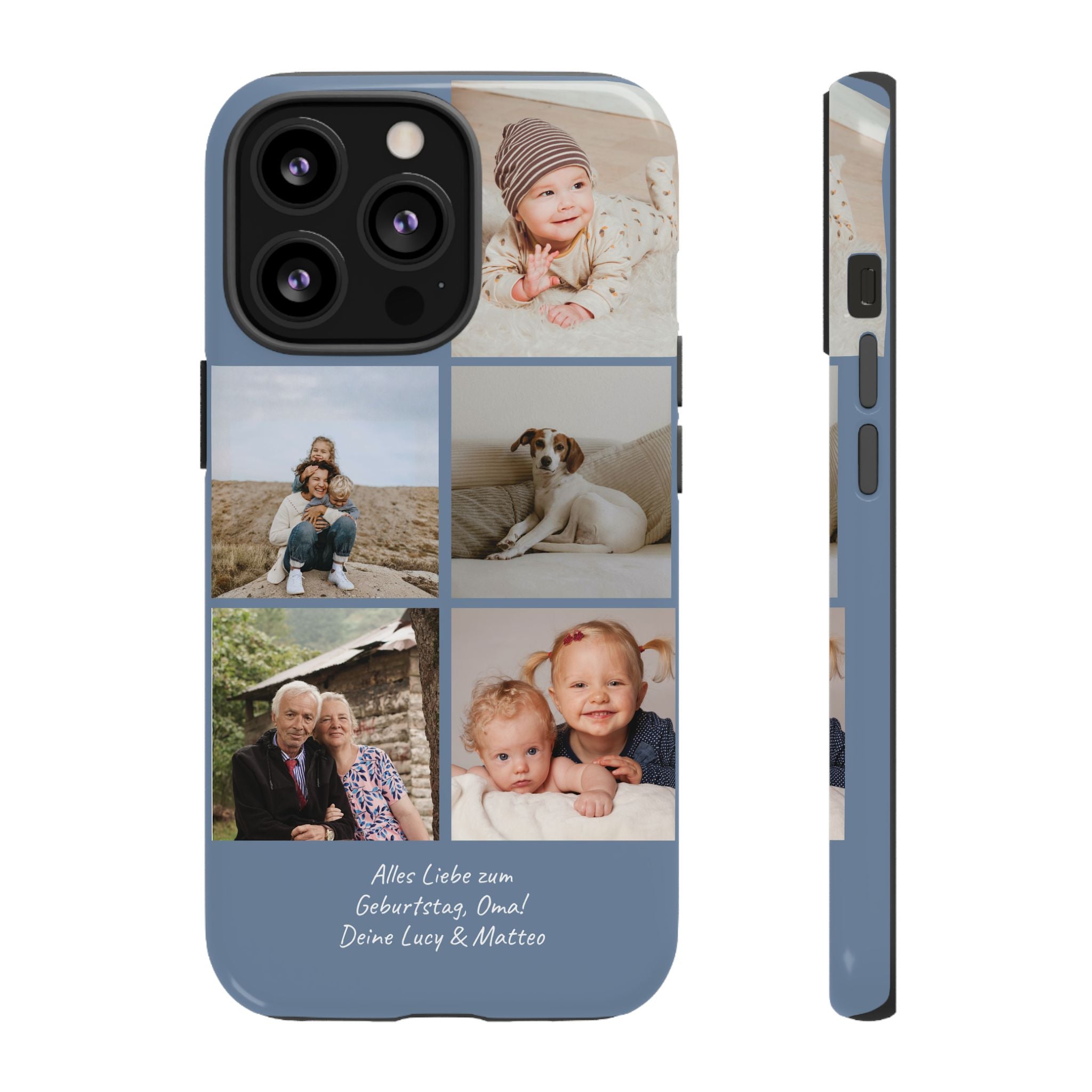DUSTY BLUE COLLAGE – Personalisierte Foto Handyhülle mit Dual-Layer-Schutz