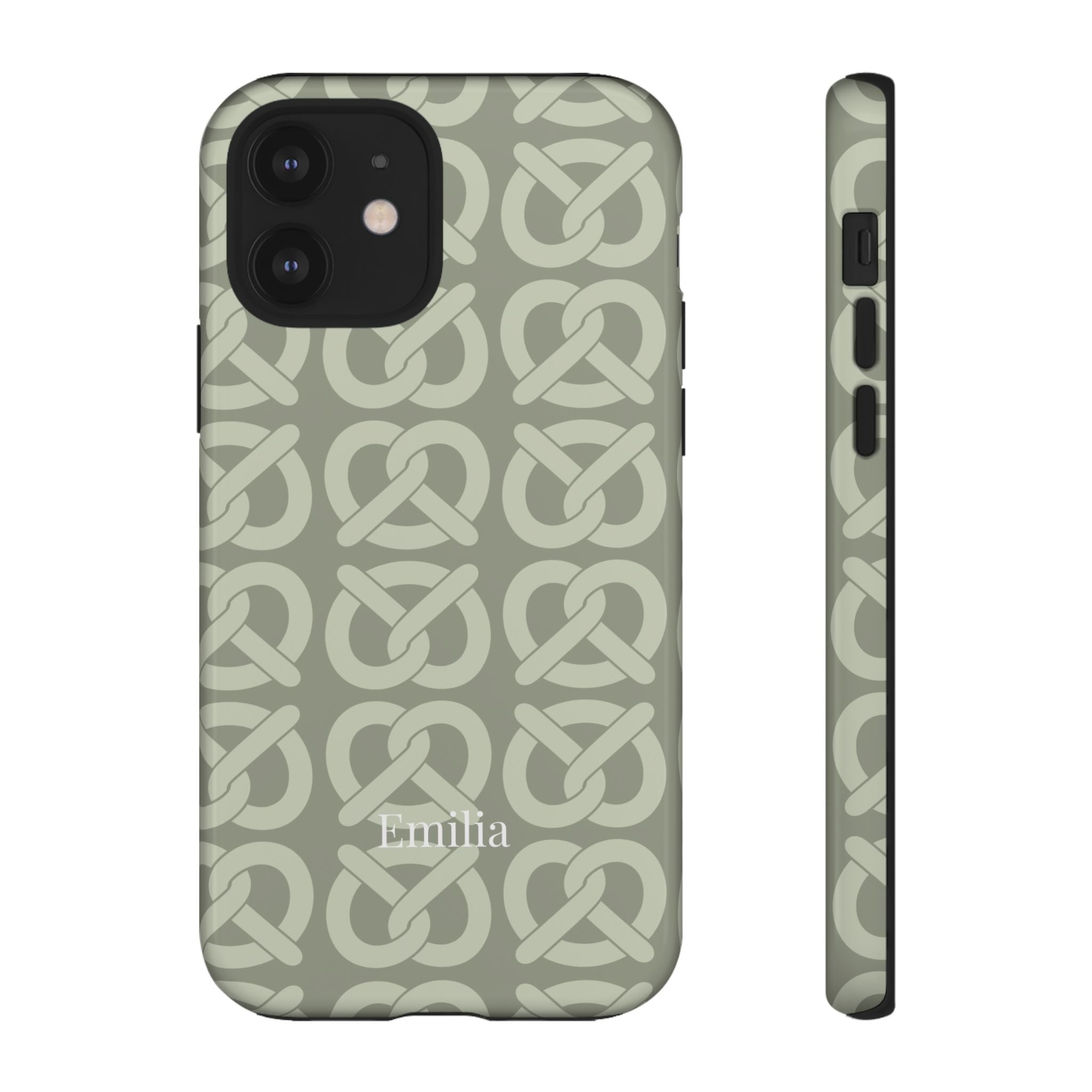BREZN MONOGRAMM SALBEI – Personalisierte Handyhülle mit Dual-Layer-Schutz