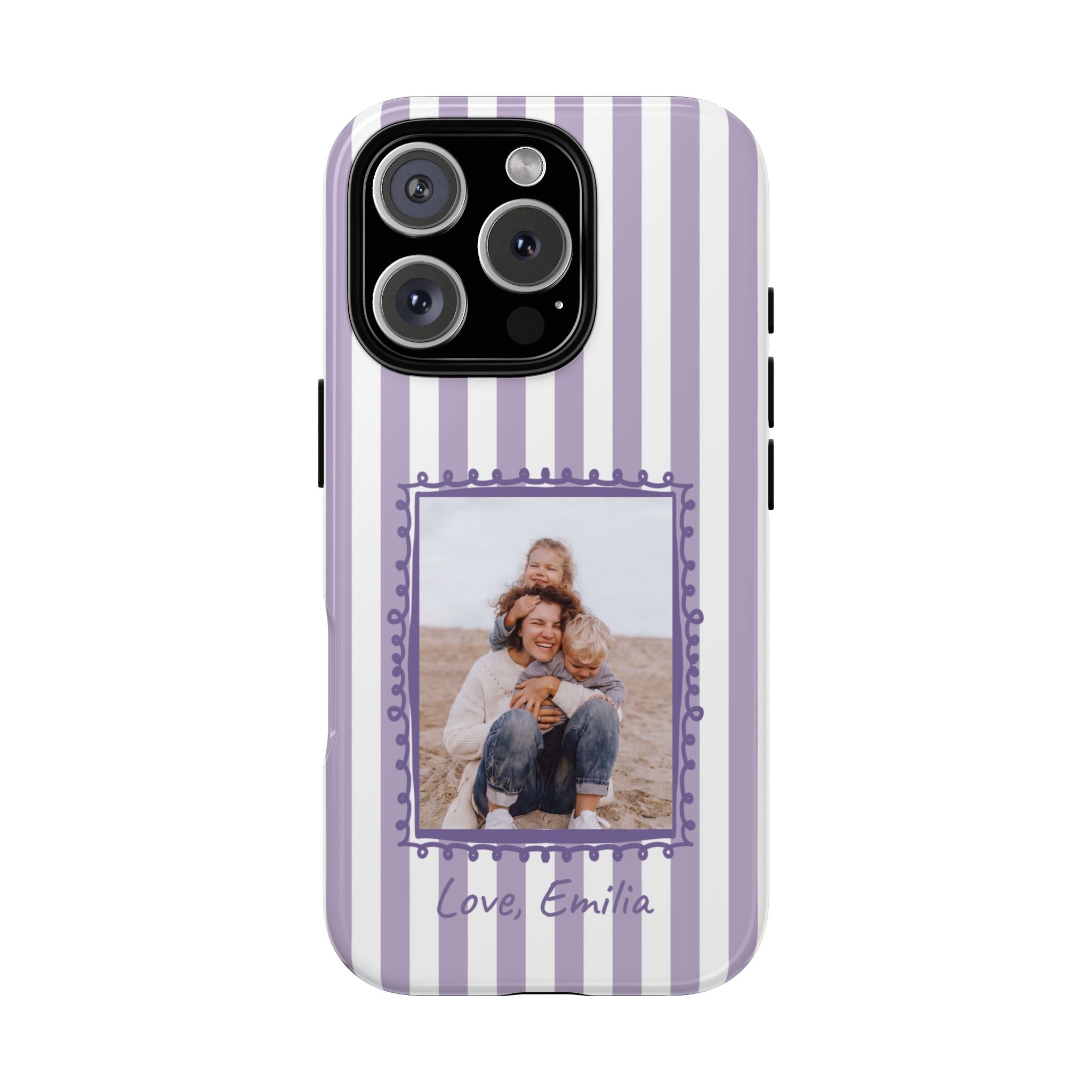 LAVENDER STRIPES PHOTO FRAME – Personalisierte Foto Handyhülle mit Dual-Layer-Schutz