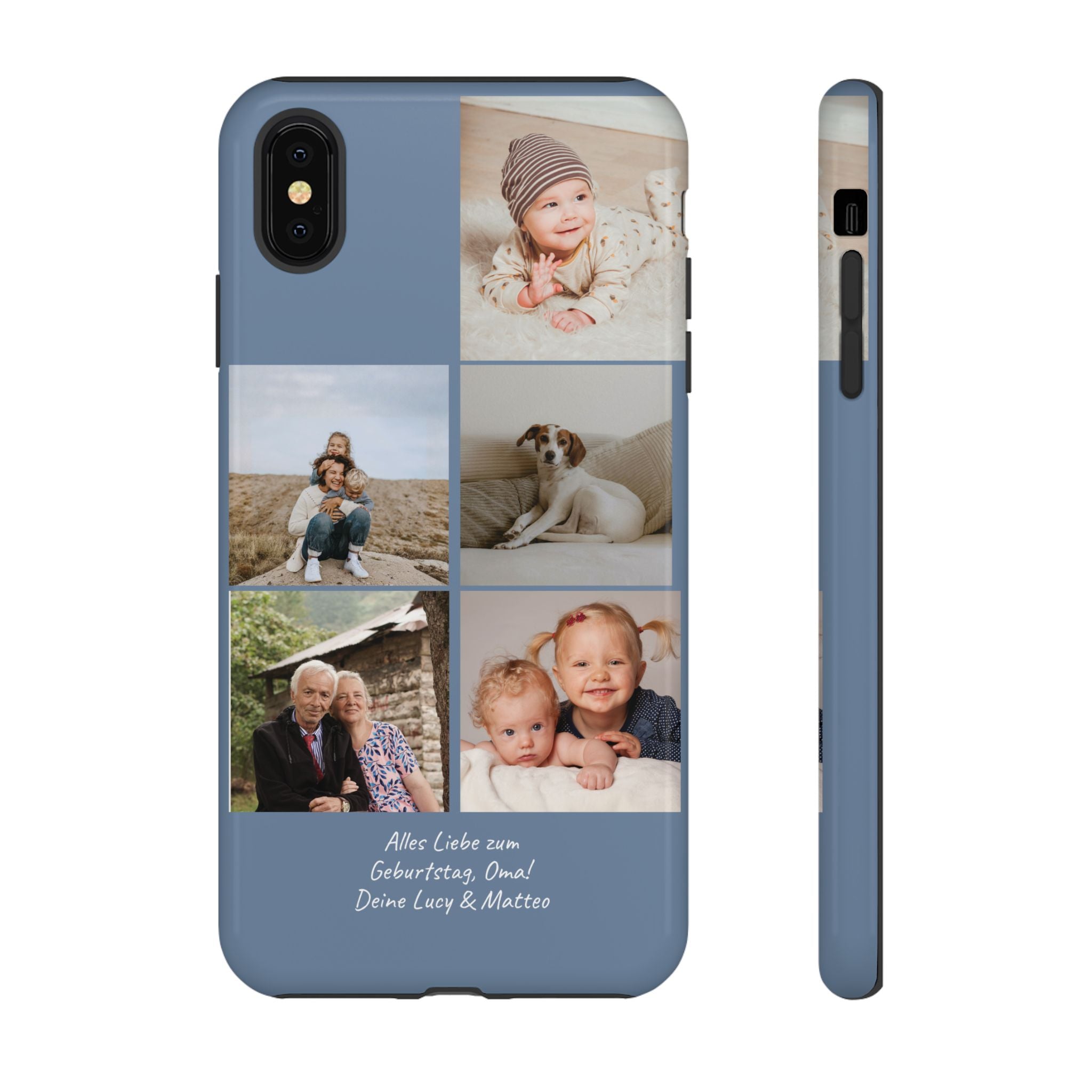 DUSTY BLUE COLLAGE – Personalisierte Foto Handyhülle mit Dual-Layer-Schutz