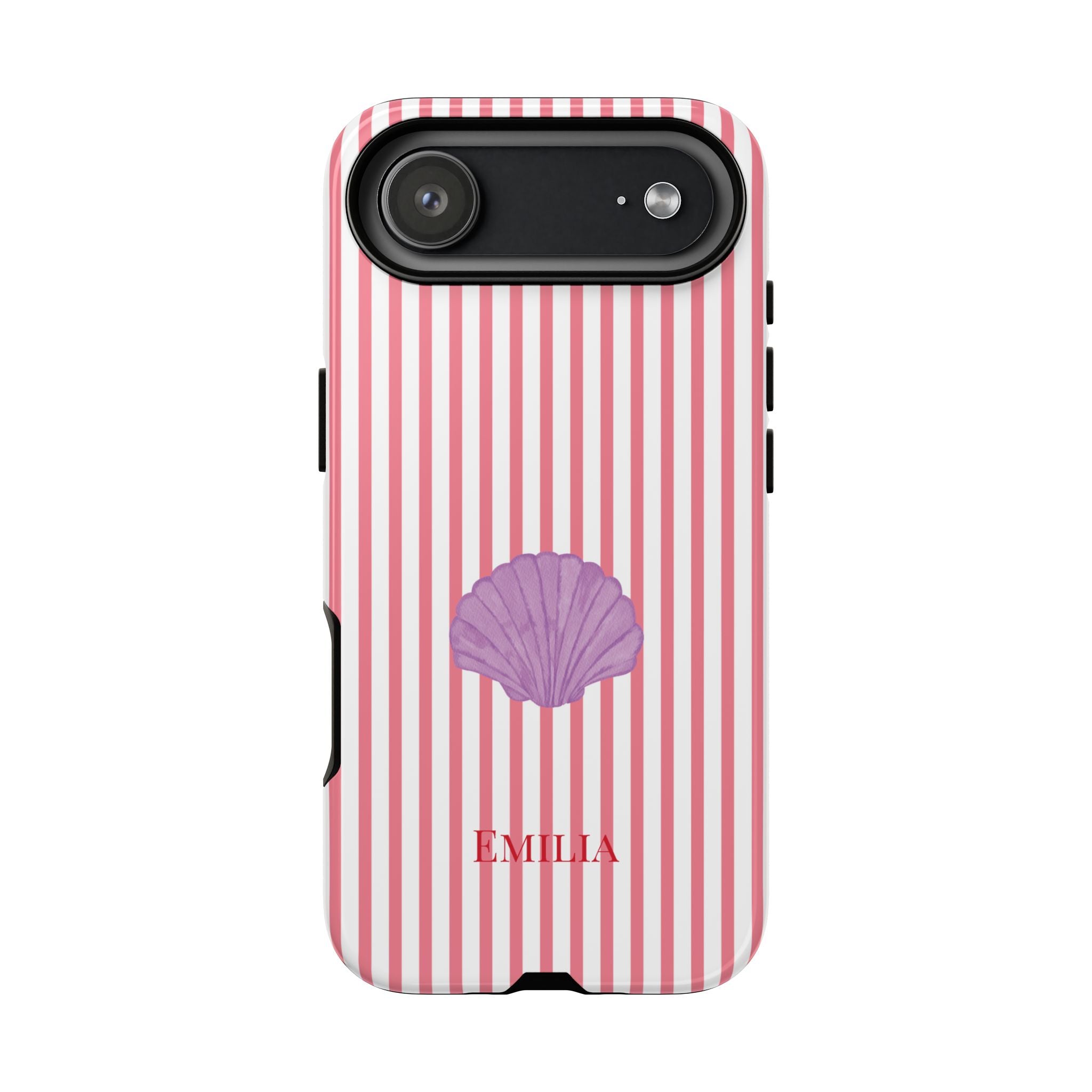 SHELL PINK STRIPES – Personalisierte Handyhülle mit Dual-Layer-Schutz