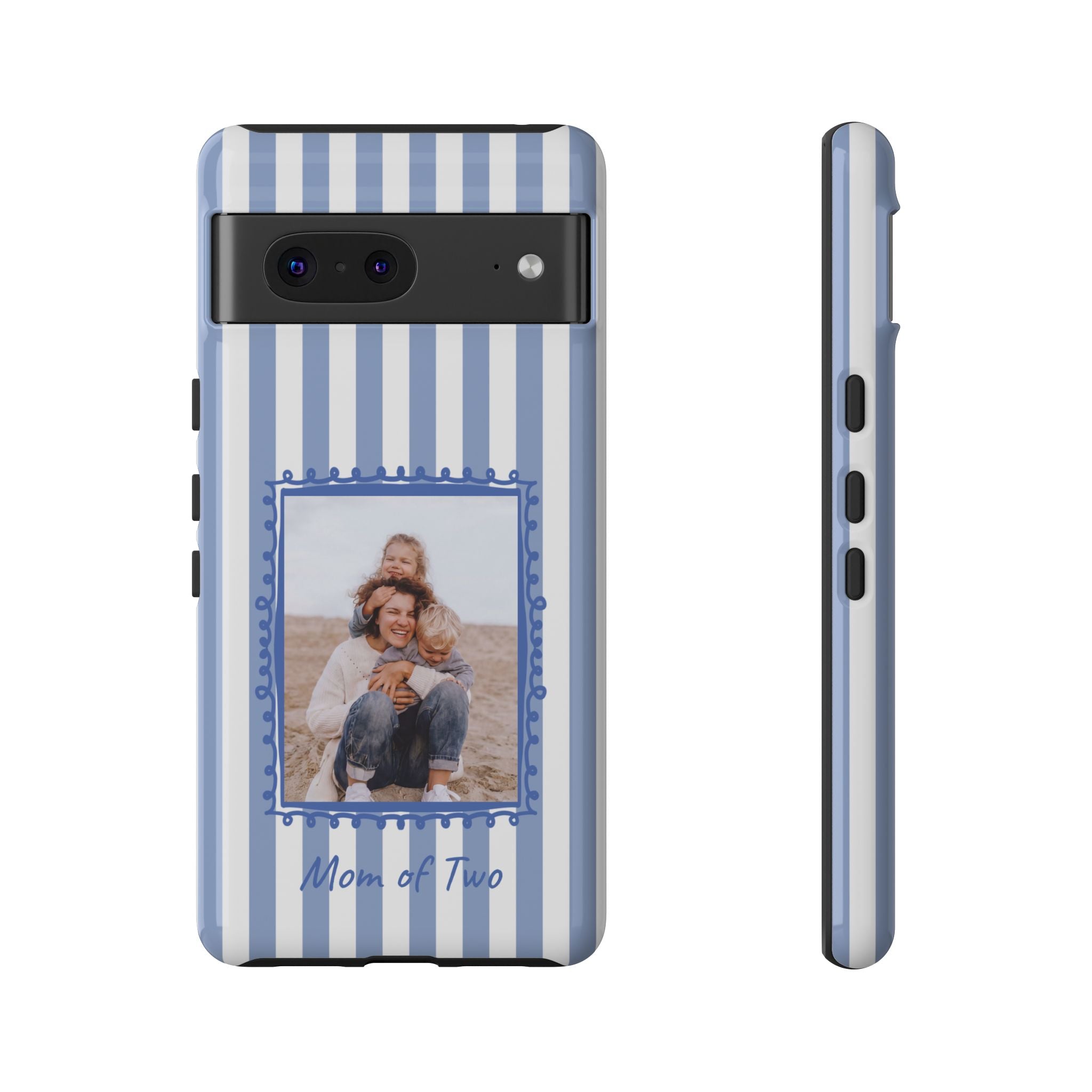 BLUE STRIPES PHOTO FRAME – Personalisierte Foto Handyhülle mit Dual-Layer-Schutz