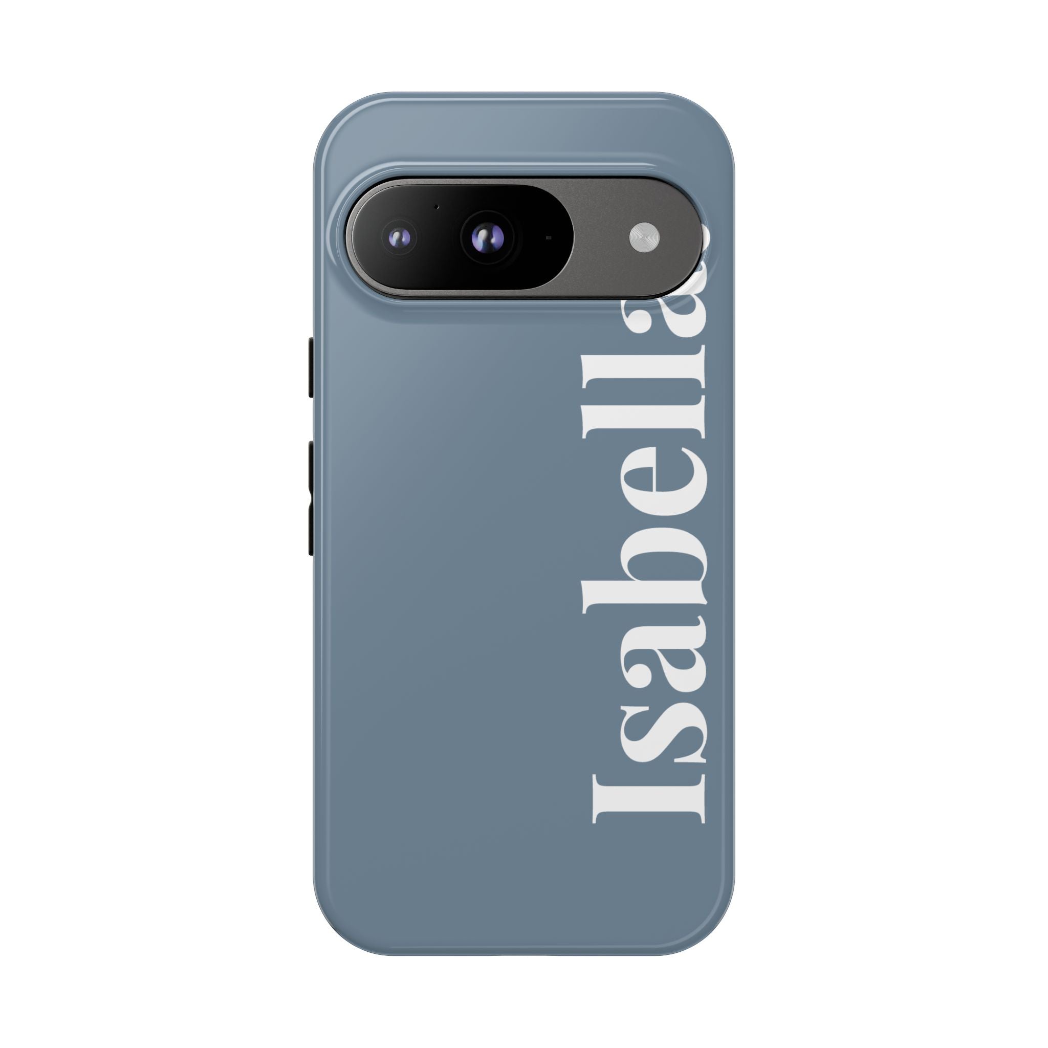 DUSTY BLUE BOLD NAME – Personalisierte Handyhülle mit Dual-Layer-Schutz