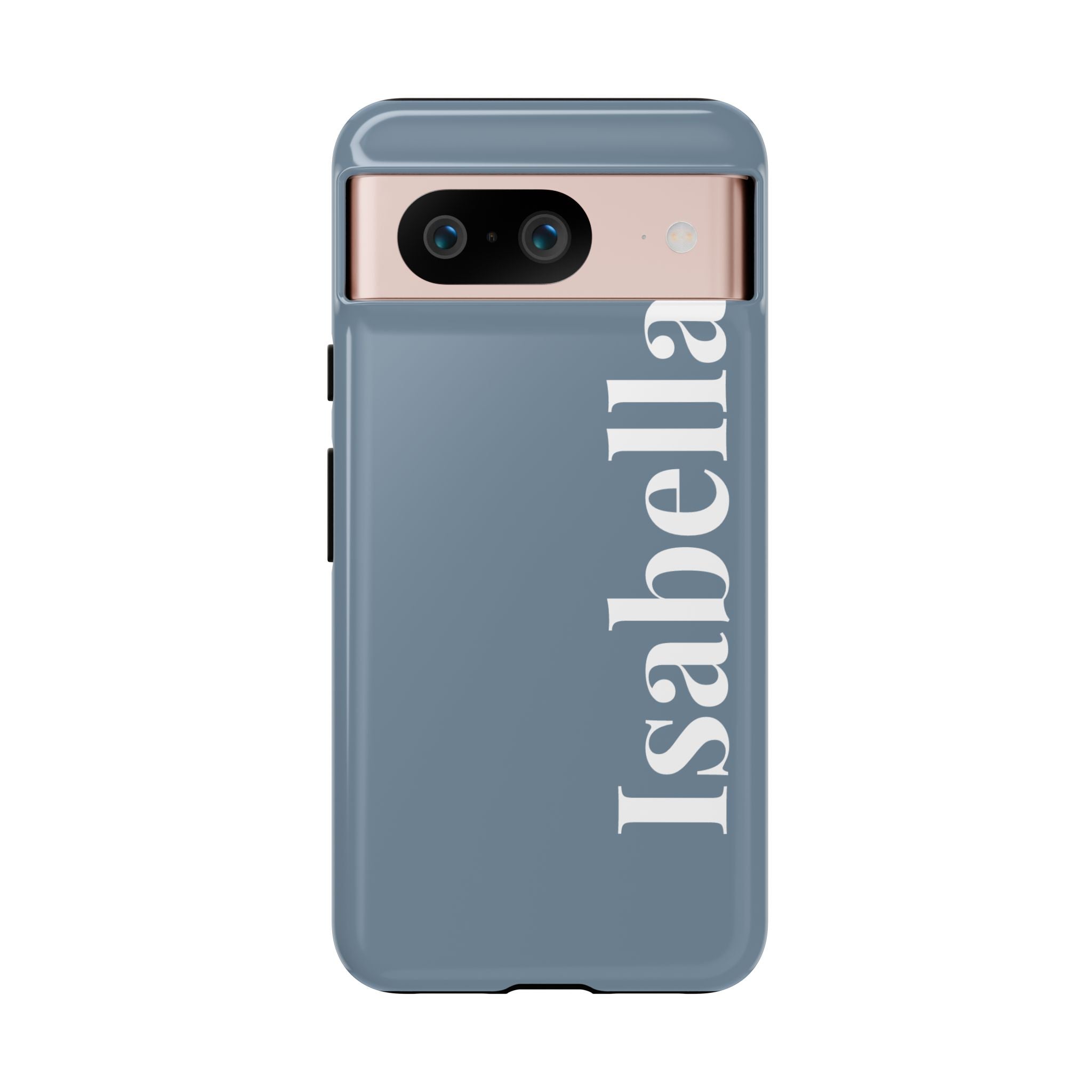 DUSTY BLUE BOLD NAME – Personalisierte Handyhülle mit Dual-Layer-Schutz