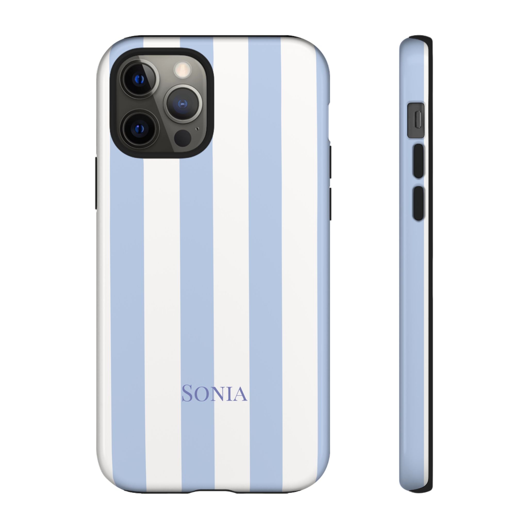 LIGHT BLUE STRIPES – Personalisierte Handyhülle mit Dual-Layer-Schutz