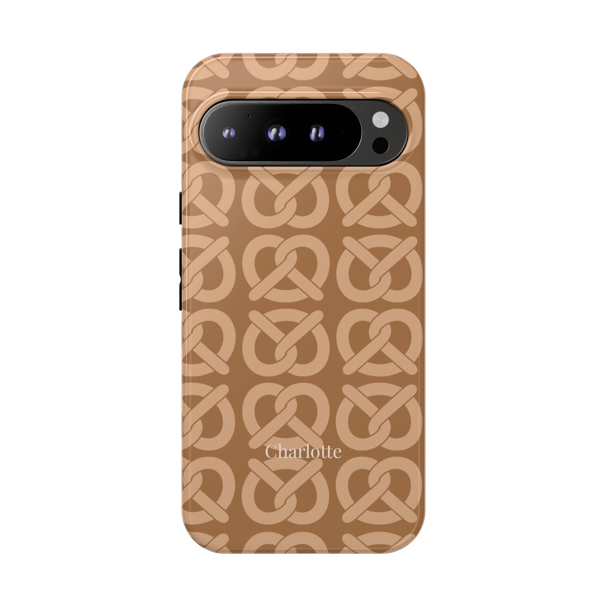 BREZN MONOGRAMM COGNAC – Personalisierte Handyhülle mit Dual-Layer-Schutz
