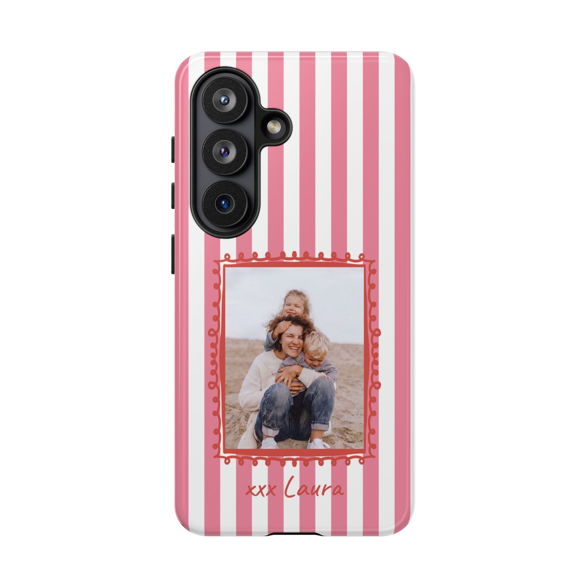 PINK STRIPES PHOTO FRAME – Personalisierte Foto Handyhülle mit Dual-Layer-Schutz