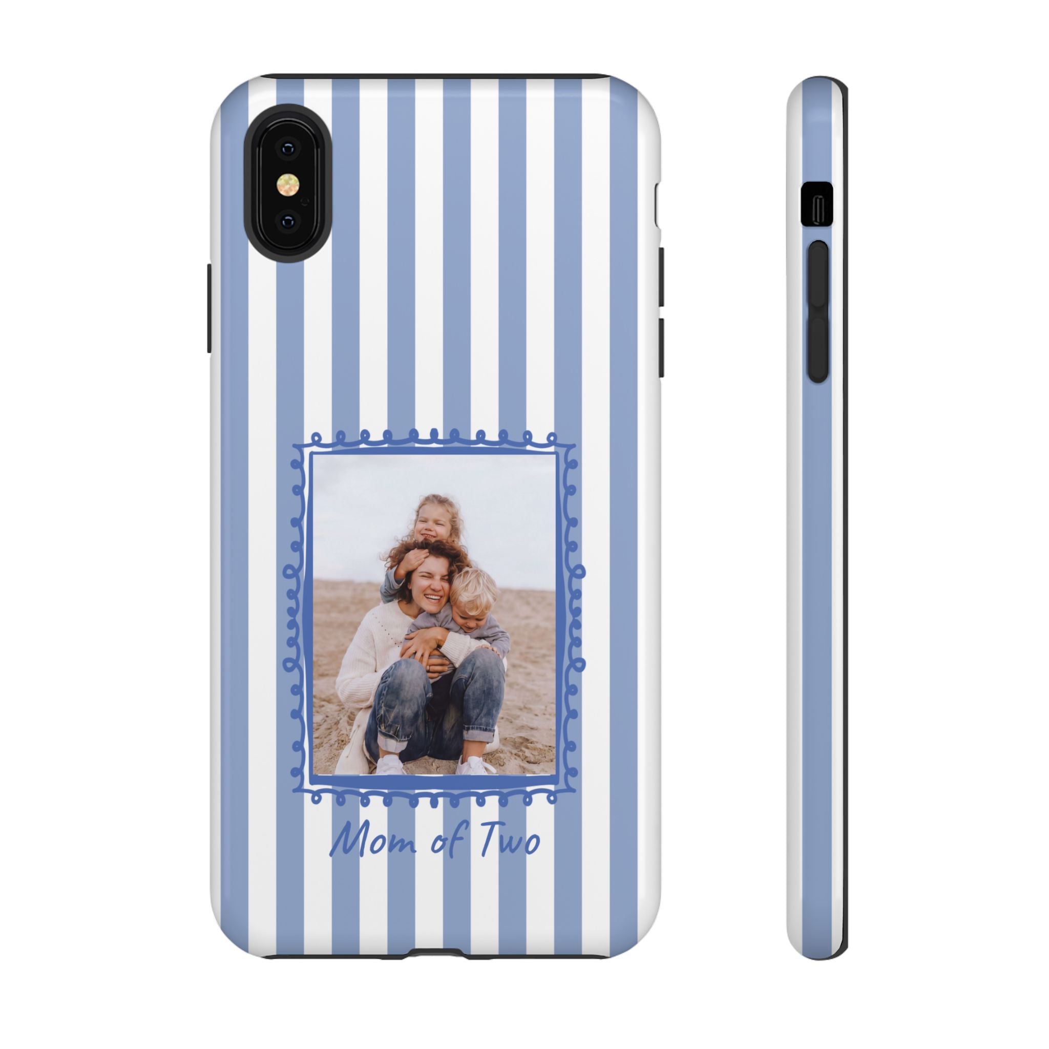 BLUE STRIPES PHOTO FRAME – Personalisierte Foto Handyhülle mit Dual-Layer-Schutz