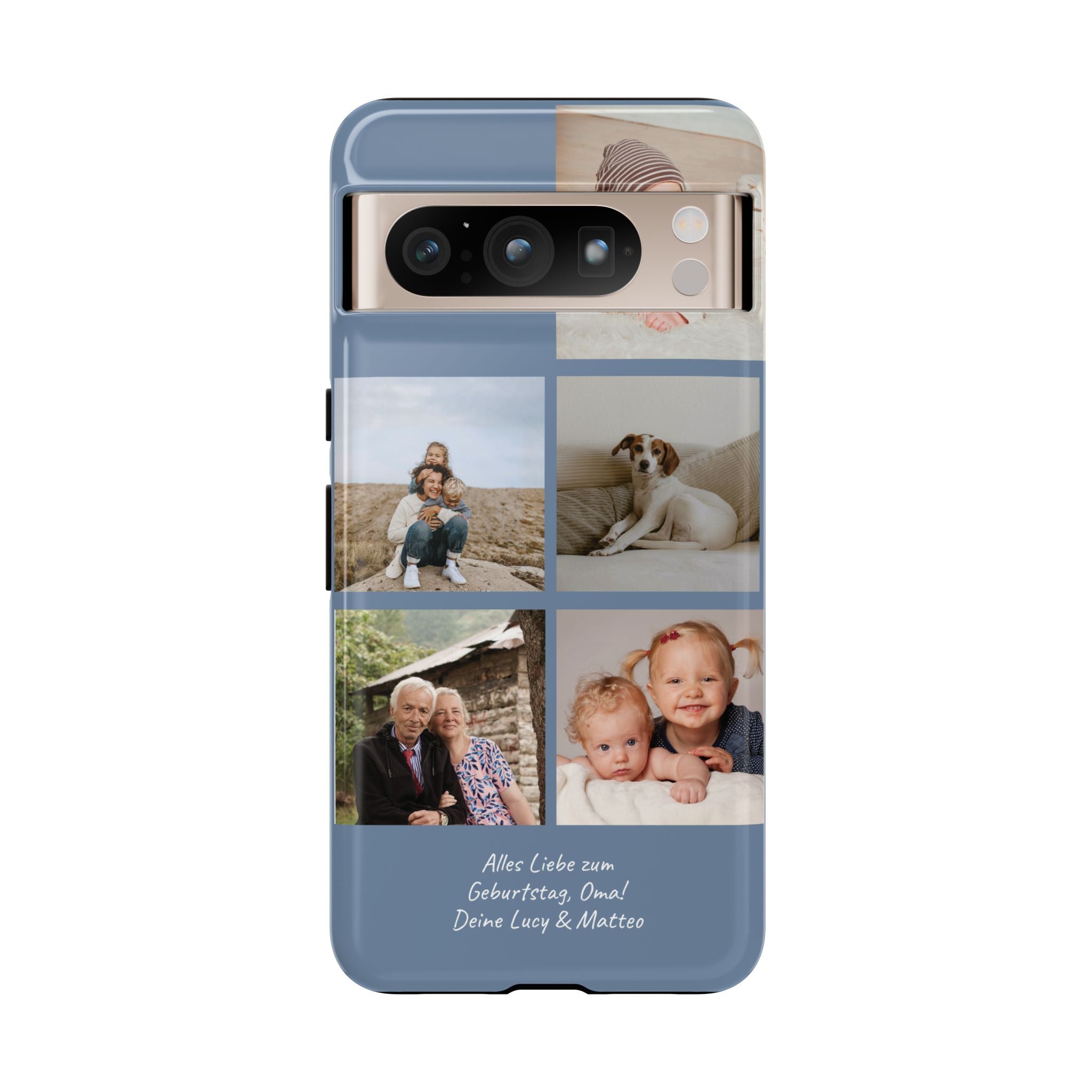 DUSTY BLUE COLLAGE – Personalisierte Foto Handyhülle mit Dual-Layer-Schutz