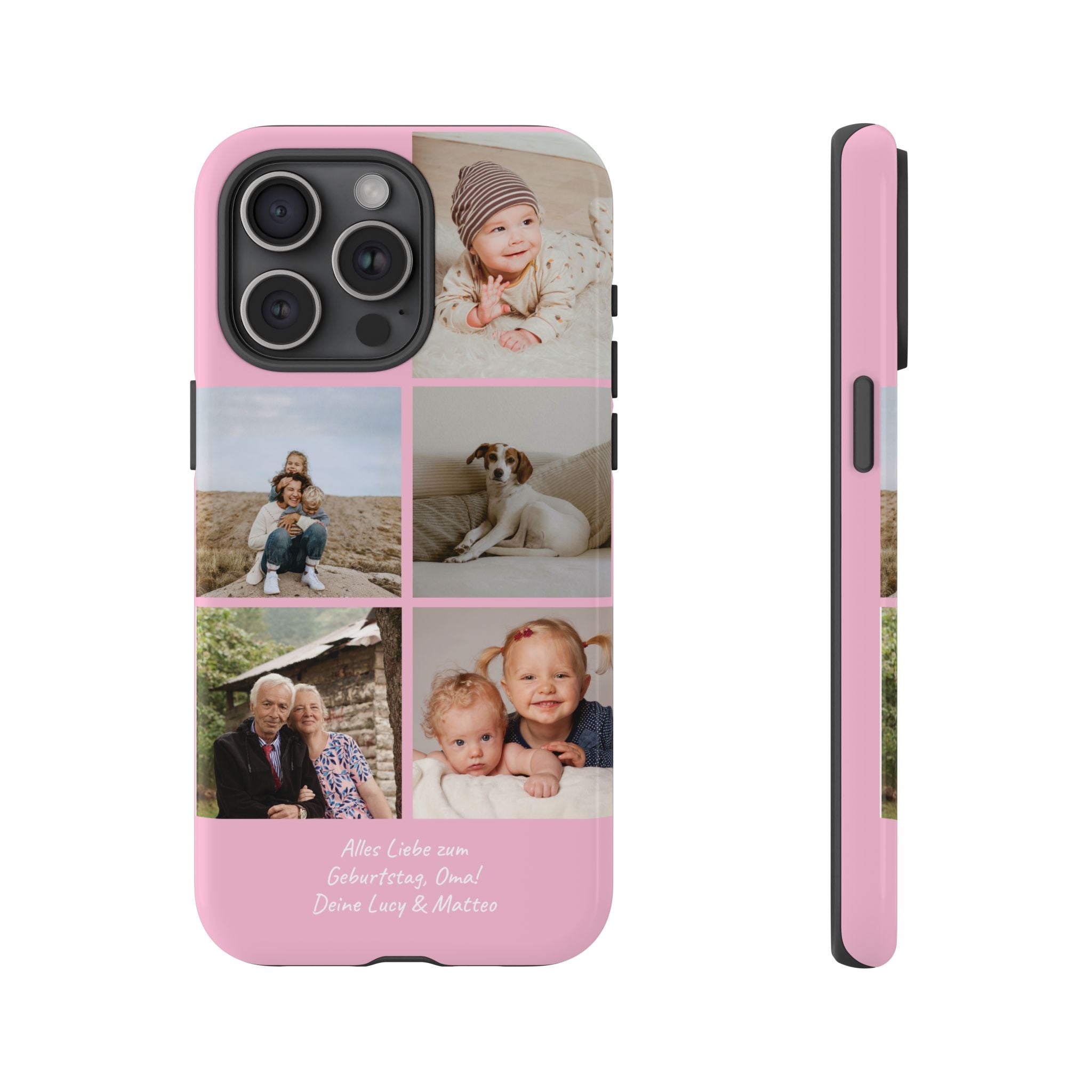 PINK PHOTO COLLAGE – Personalisierte Foto Handyhülle mit Dual-Layer-Schutz