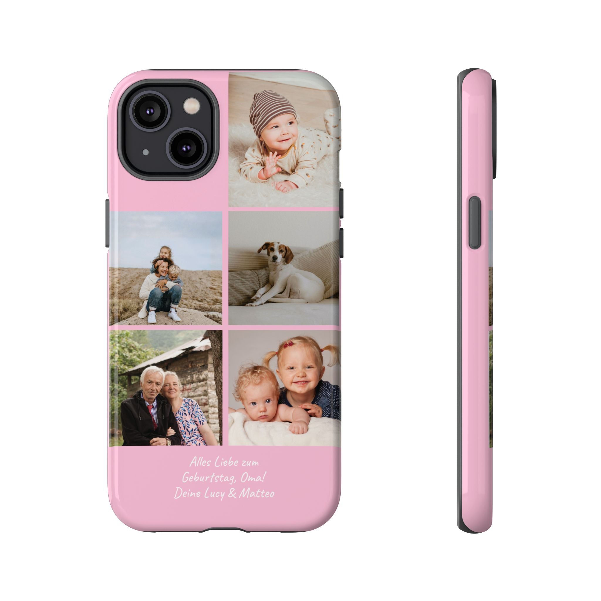 PINK PHOTO COLLAGE – Personalisierte Foto Handyhülle mit Dual-Layer-Schutz