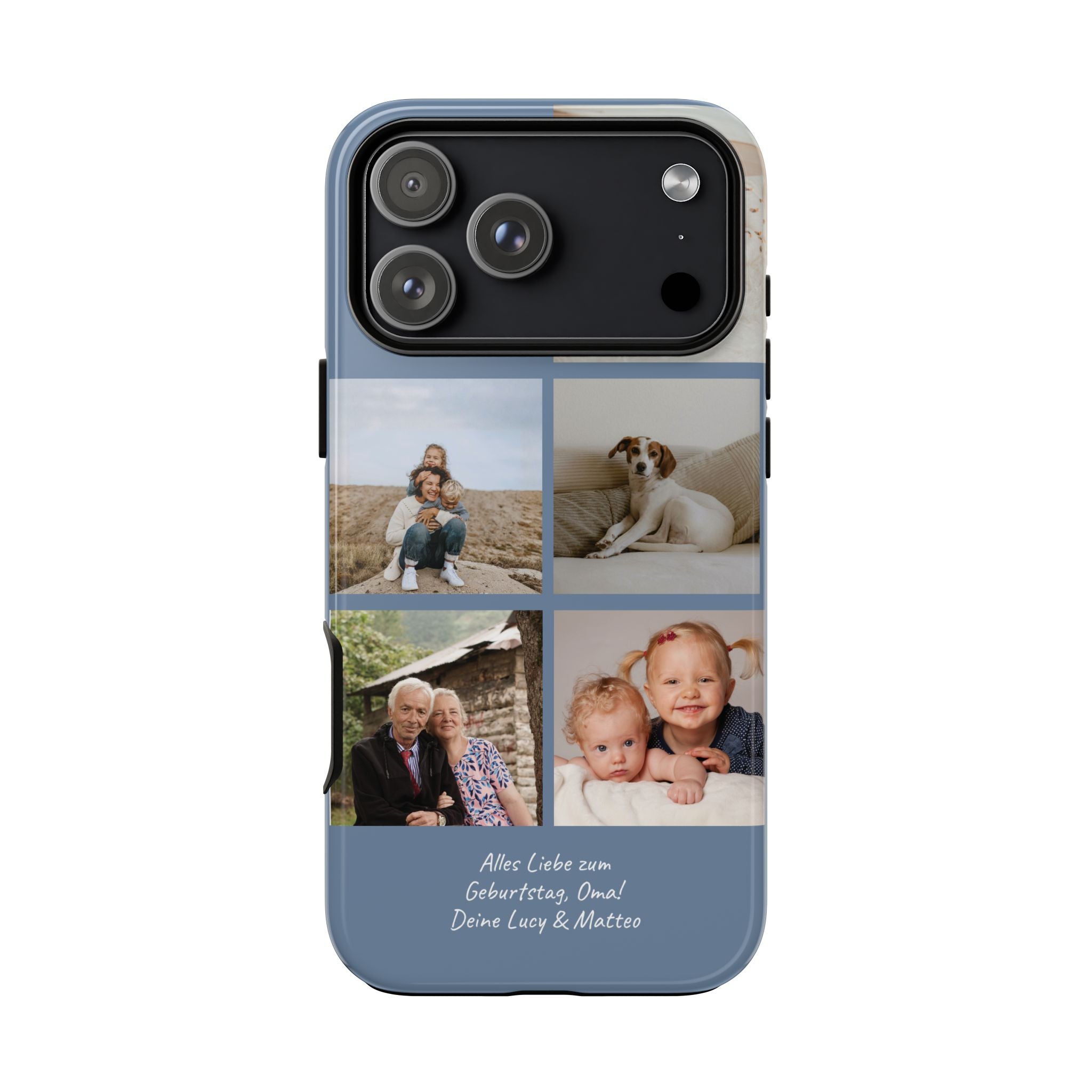 DUSTY BLUE COLLAGE – Personalisierte Foto Handyhülle mit Dual-Layer-Schutz