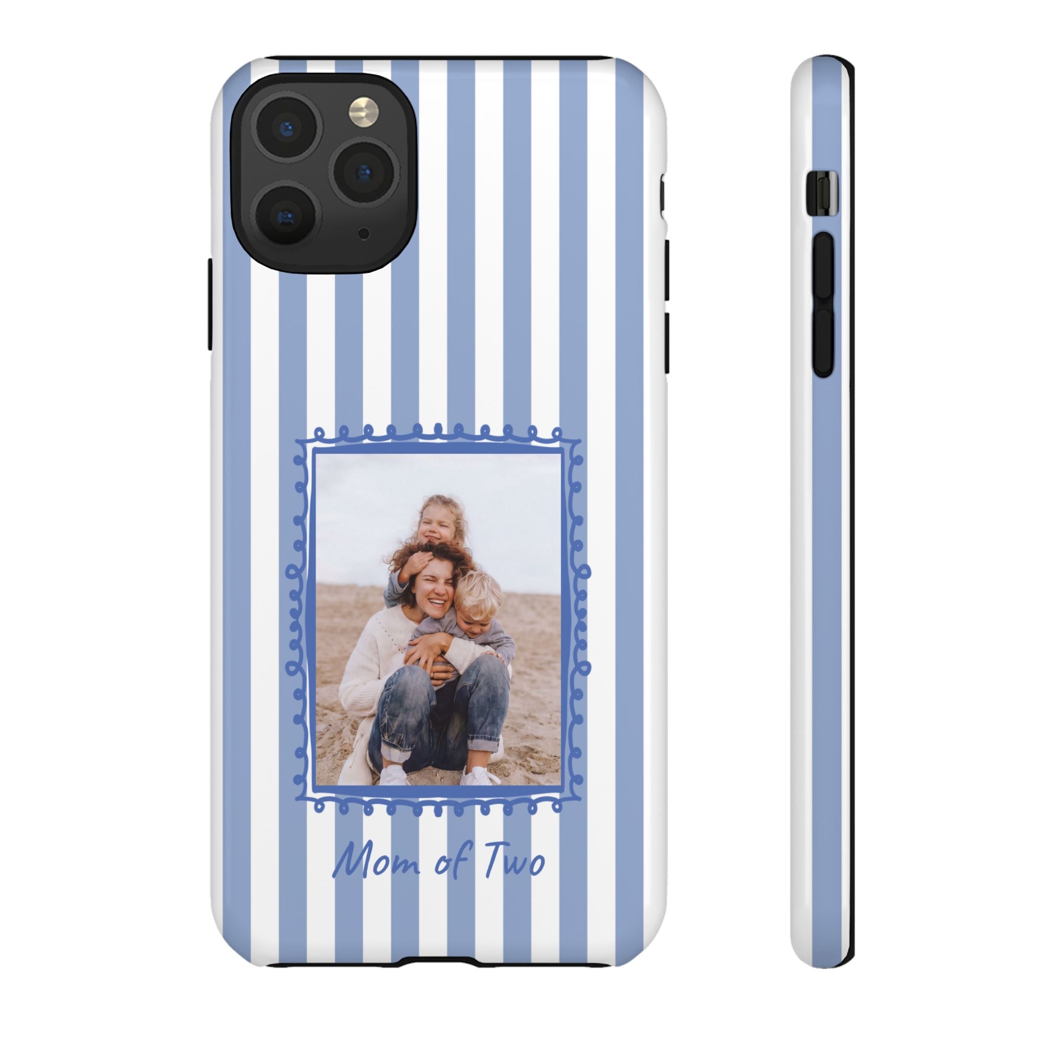 BLUE STRIPES PHOTO FRAME – Personalisierte Foto Handyhülle mit Dual-Layer-Schutz