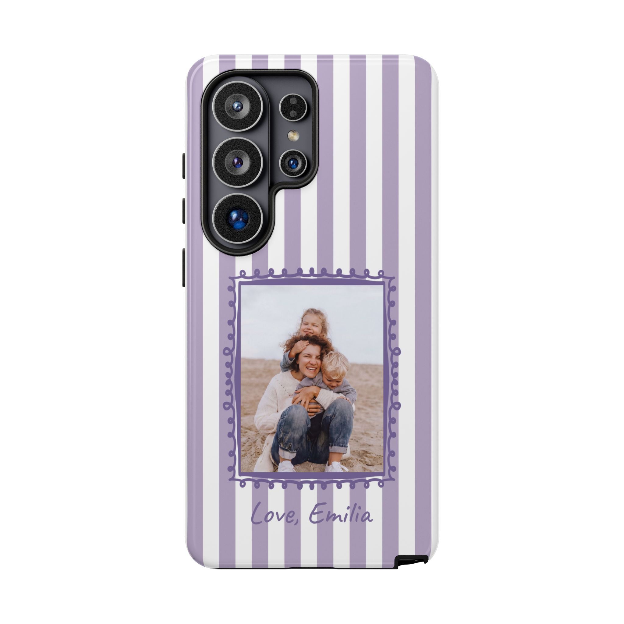 LAVENDER STRIPES PHOTO FRAME – Personalisierte Foto Handyhülle mit Dual-Layer-Schutz