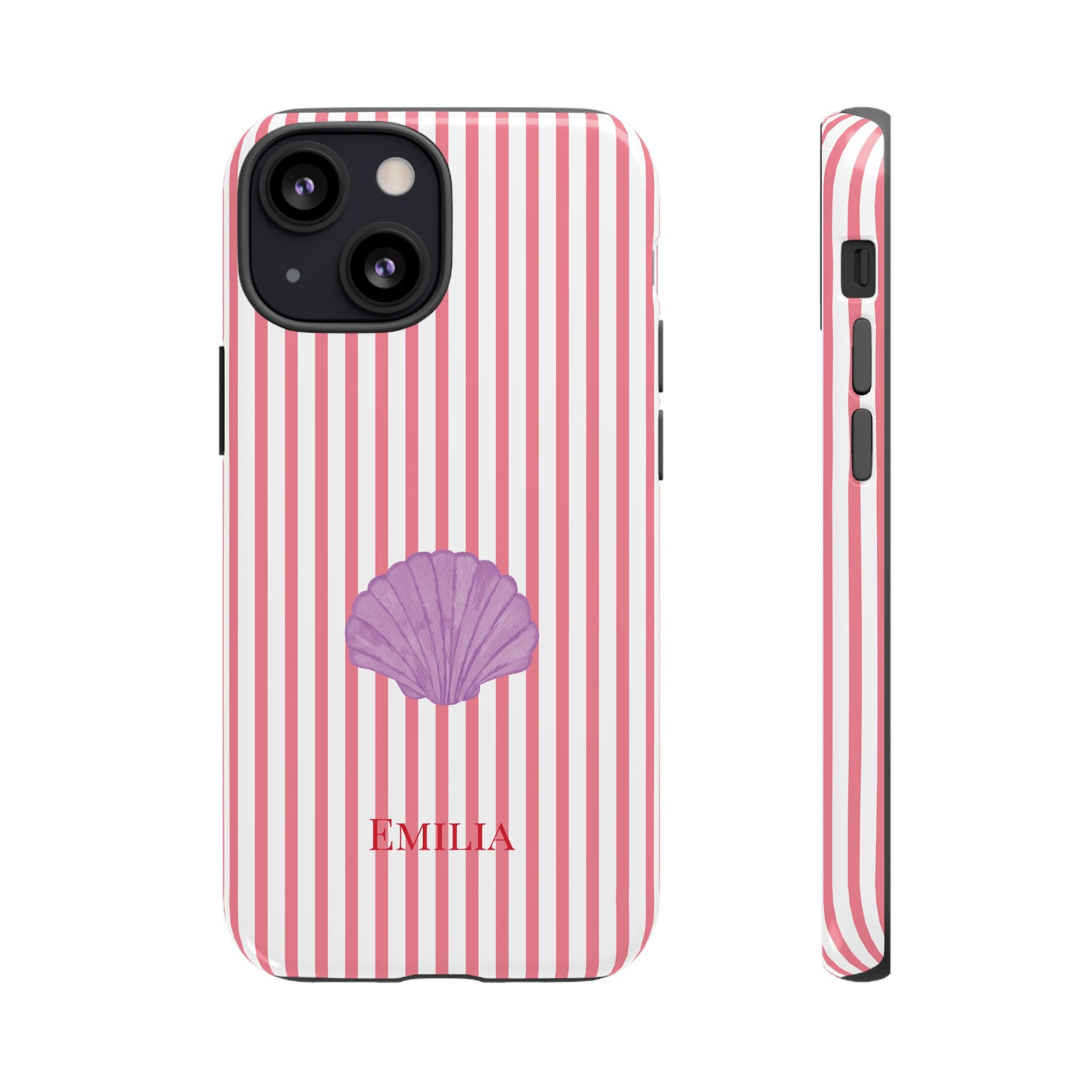 SHELL PINK STRIPES – Personalisierte Handyhülle mit Dual-Layer-Schutz