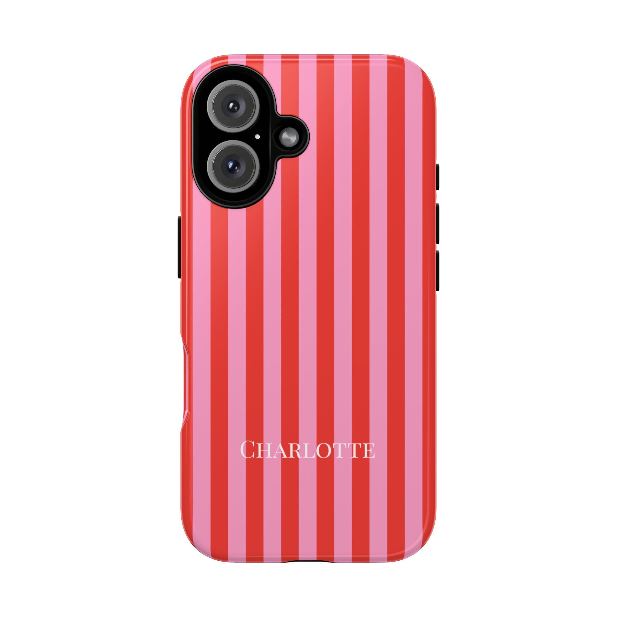 PINK STRIPES – Personalisierte Handyhülle mit Dual-Layer-Schutz