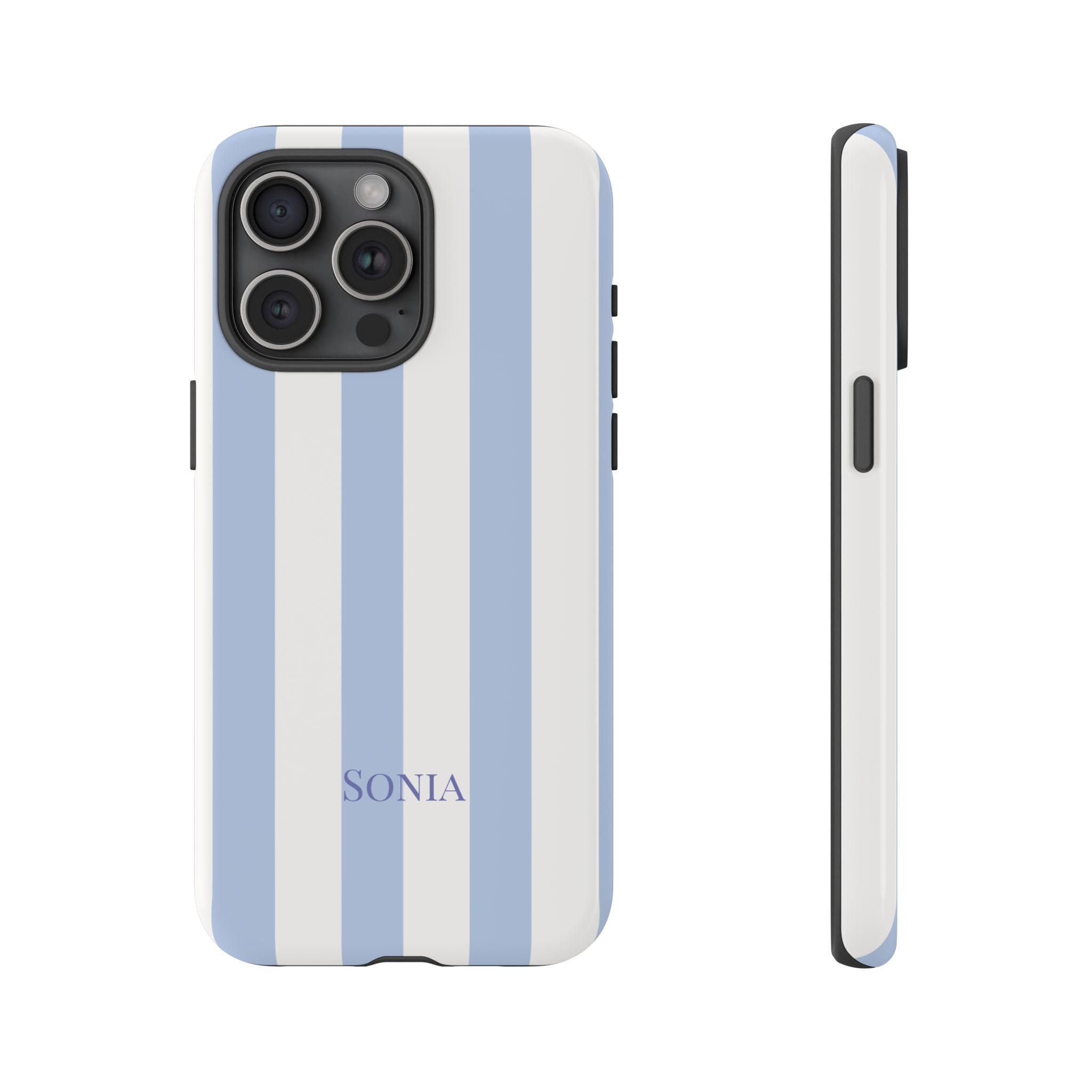LIGHT BLUE STRIPES – Personalisierte Handyhülle mit Dual-Layer-Schutz