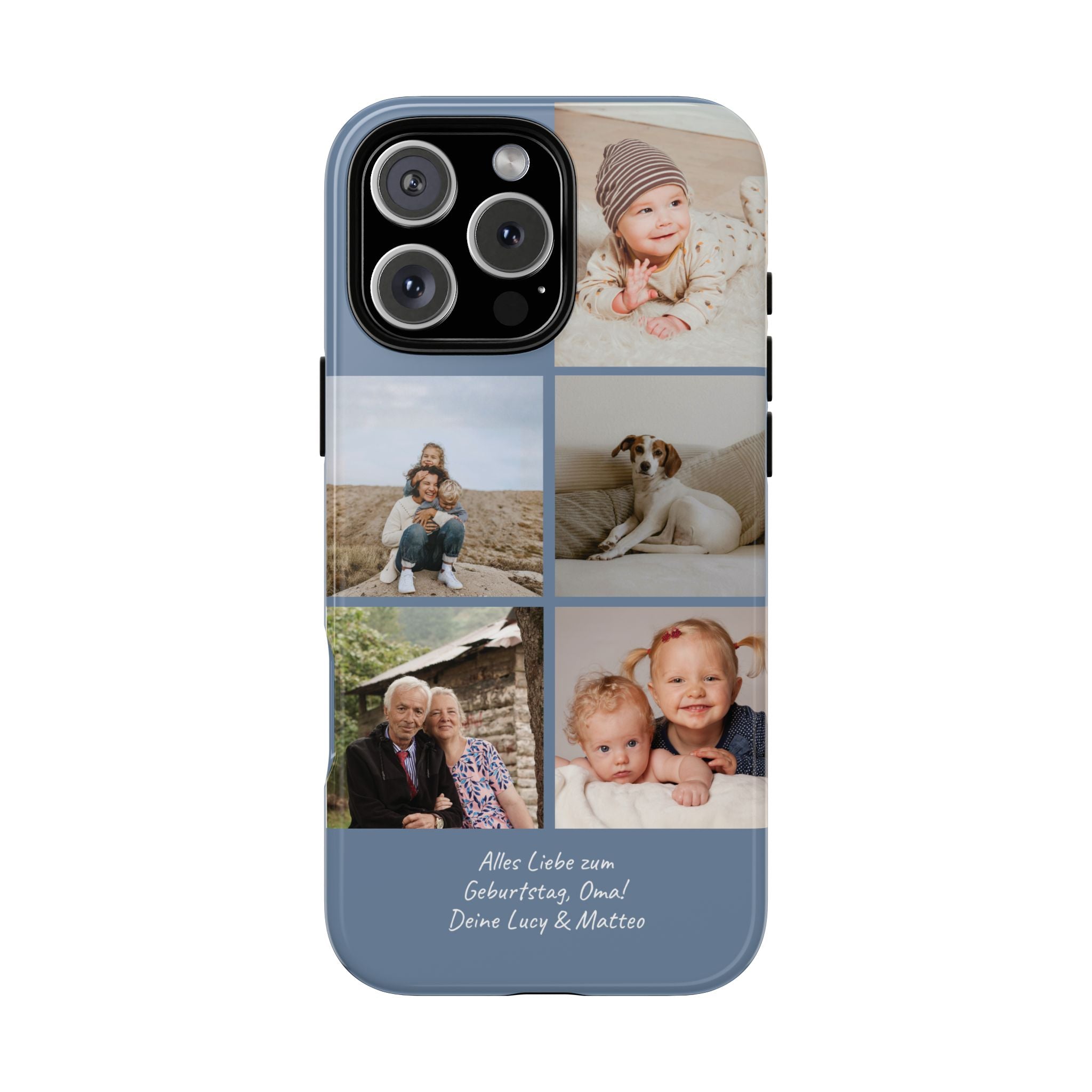 DUSTY BLUE COLLAGE – Personalisierte Foto Handyhülle mit Dual-Layer-Schutz