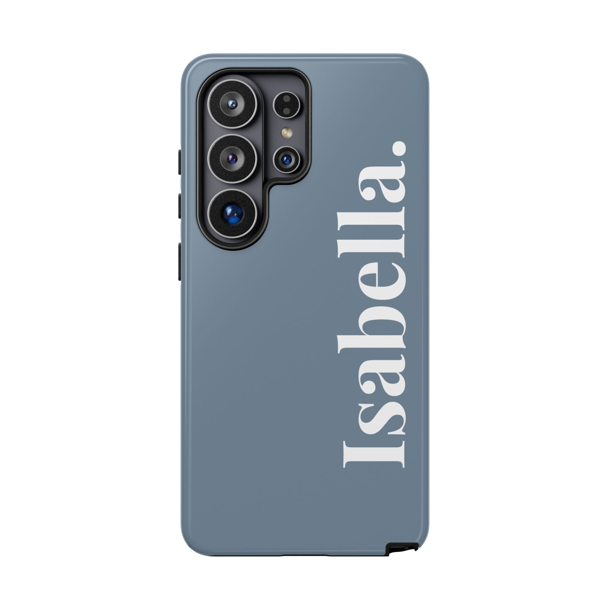 DUSTY BLUE BOLD NAME – Personalisierte Handyhülle mit Dual-Layer-Schutz