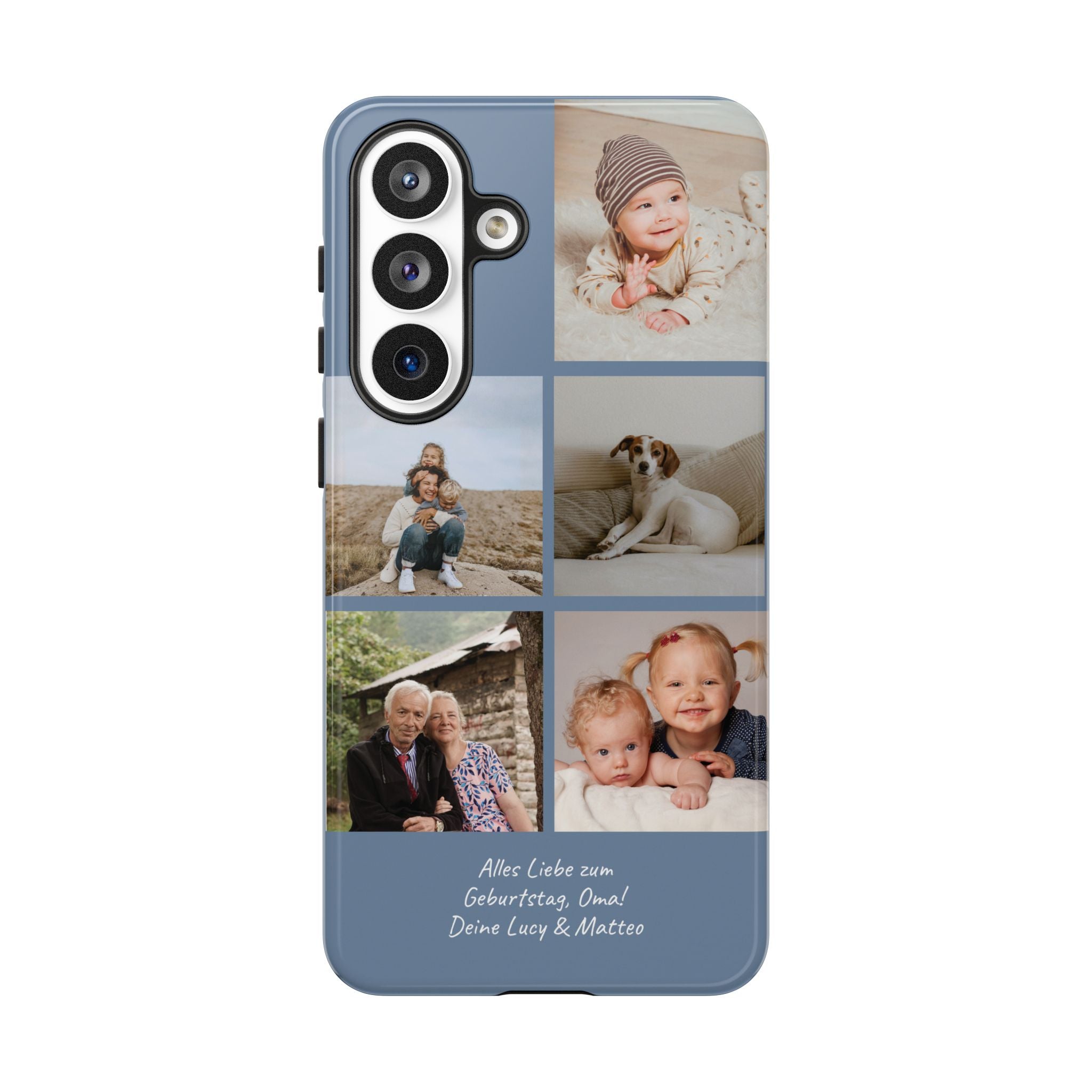 DUSTY BLUE COLLAGE – Personalisierte Foto Handyhülle mit Dual-Layer-Schutz