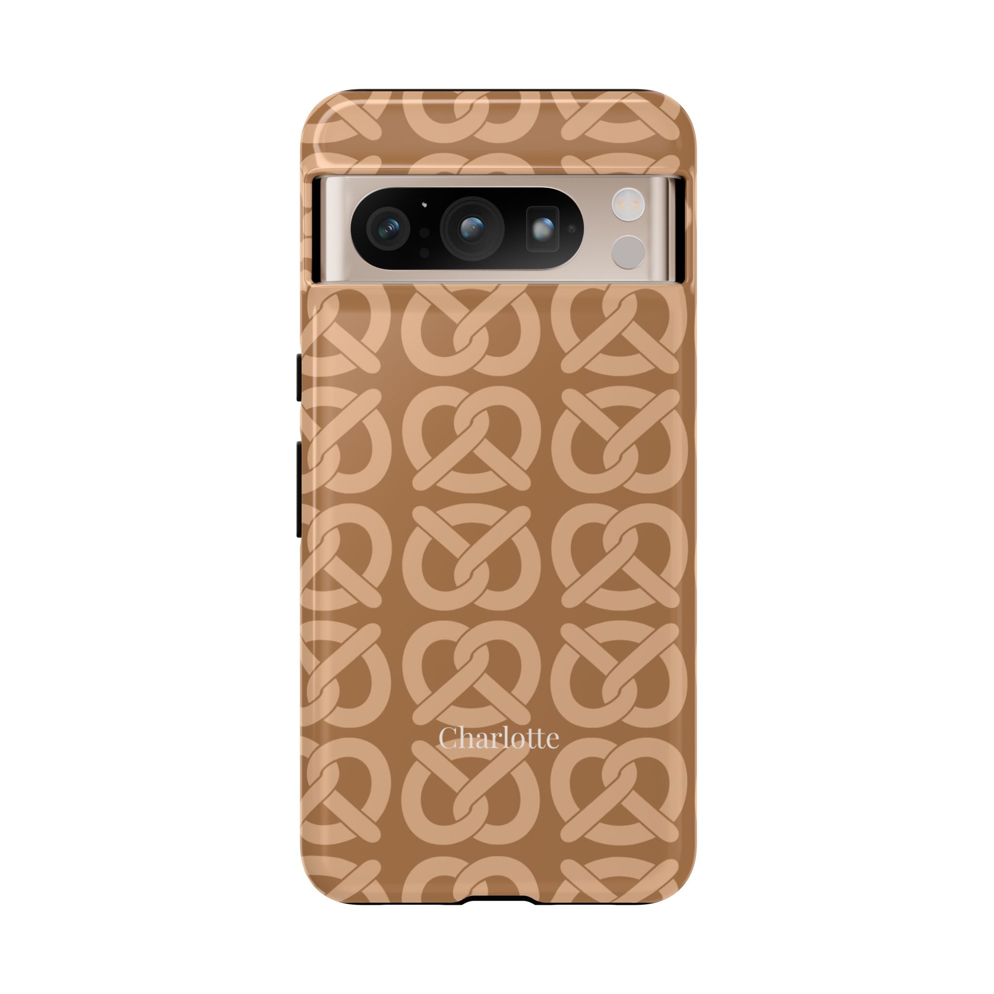BREZN MONOGRAMM COGNAC – Personalisierte Handyhülle mit Dual-Layer-Schutz