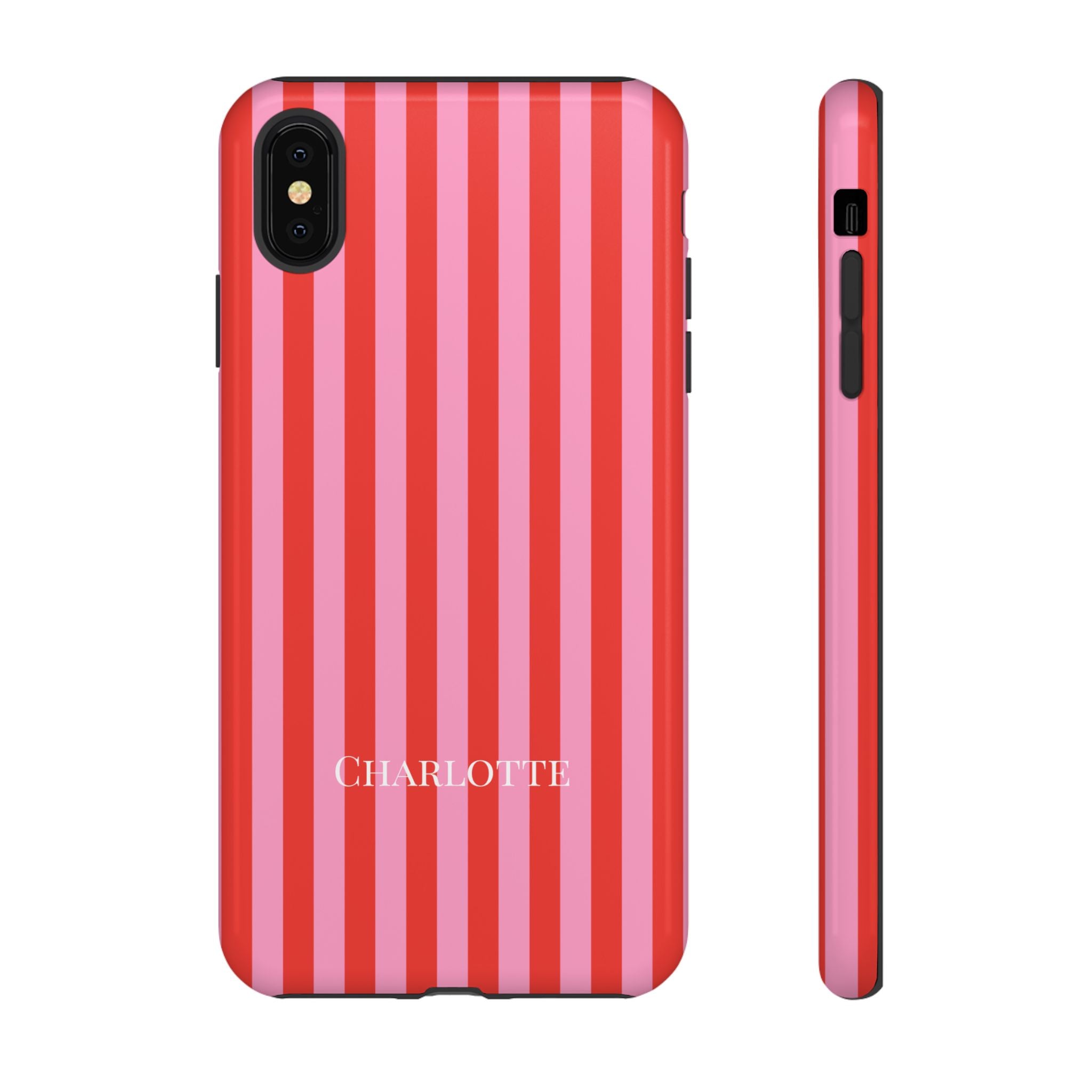 PINK STRIPES – Personalisierte Handyhülle mit Dual-Layer-Schutz