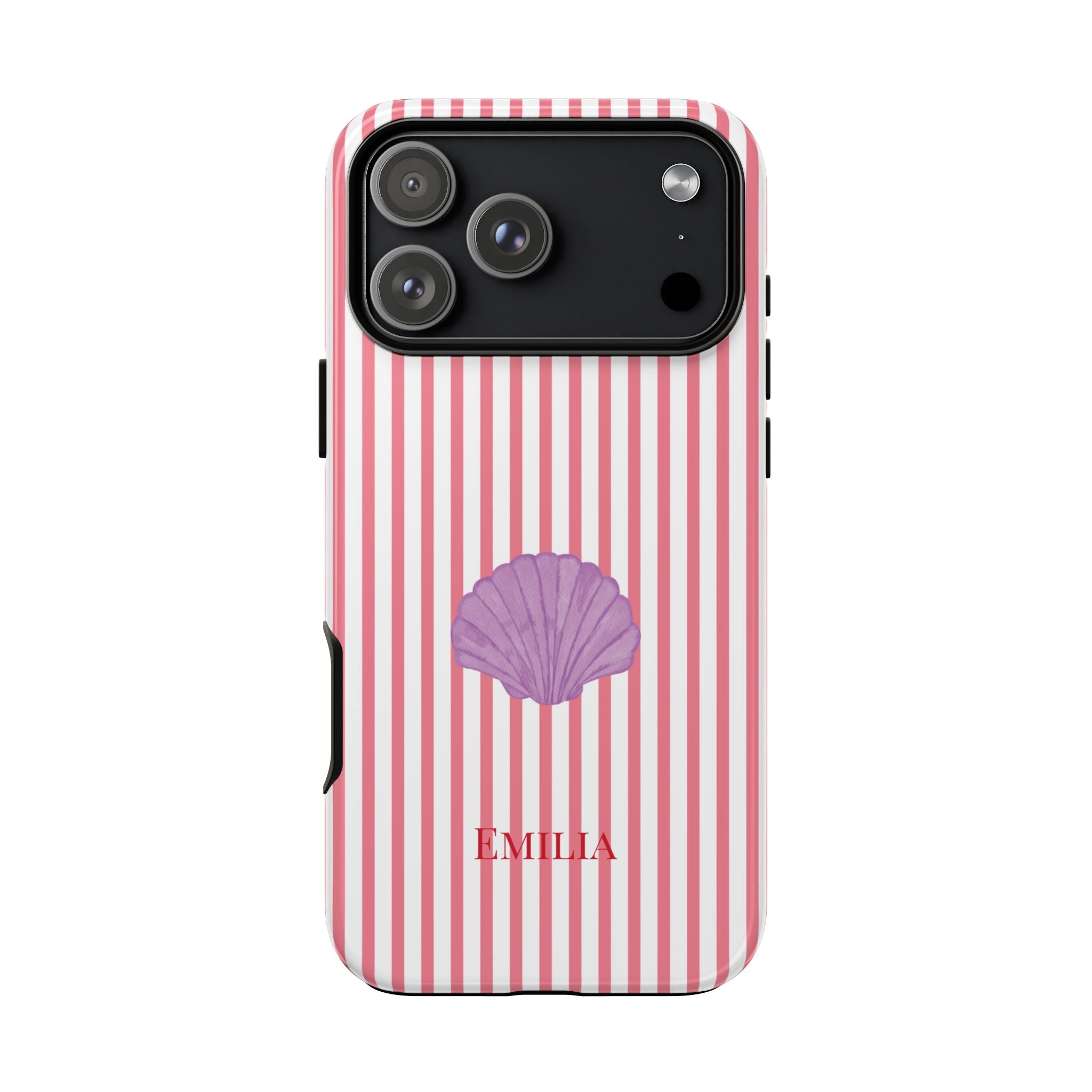 SHELL PINK STRIPES – Personalisierte Handyhülle mit Dual-Layer-Schutz