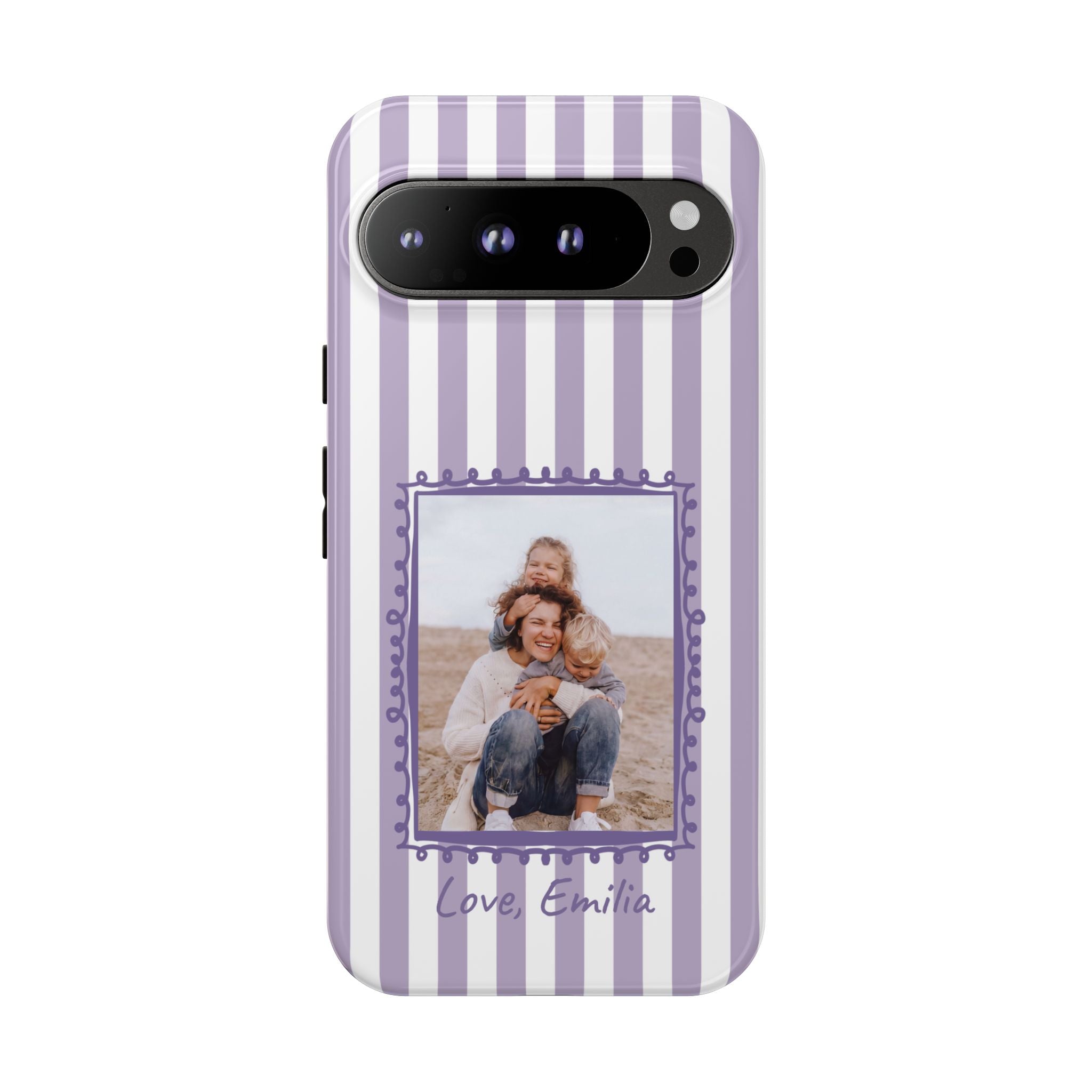 LAVENDER STRIPES PHOTO FRAME – Personalisierte Foto Handyhülle mit Dual-Layer-Schutz