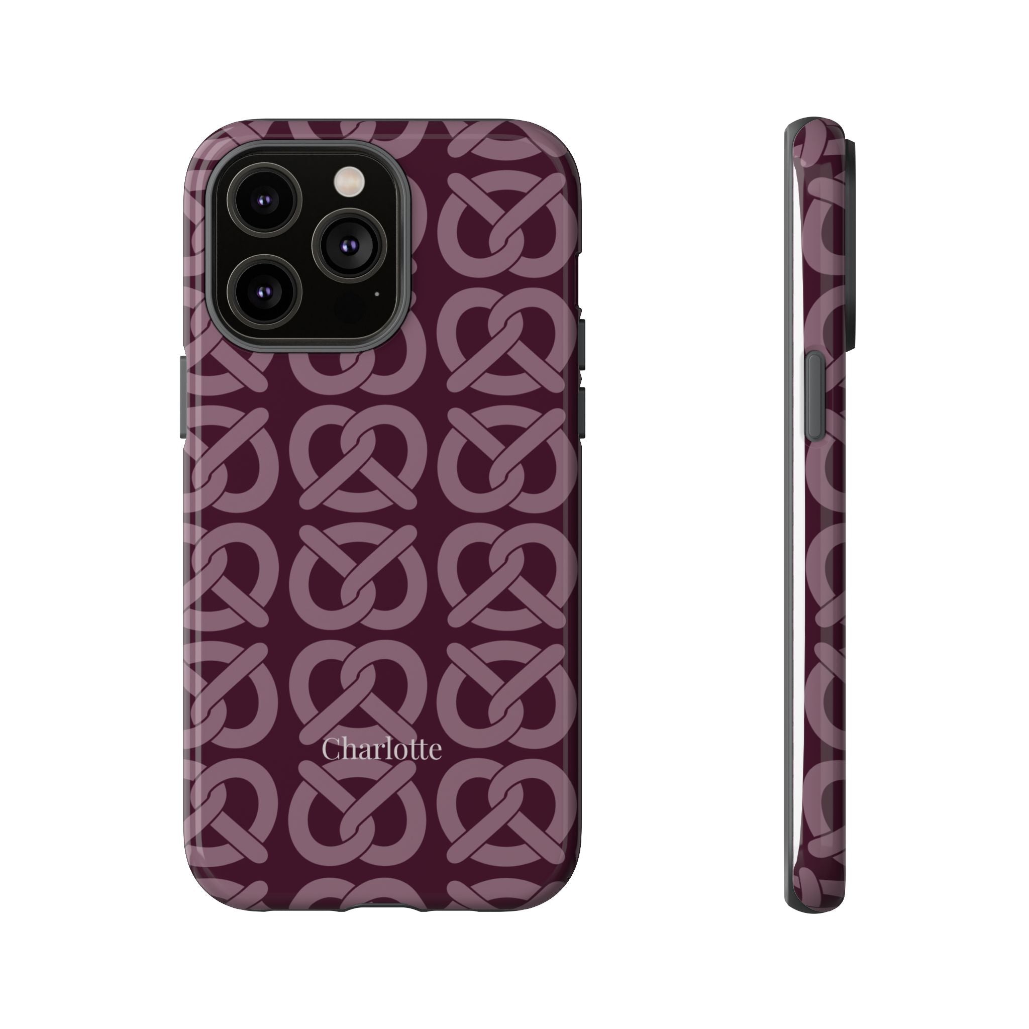 BREZN MONOGRAMM AUBERGINE – Personalisierte Handyhülle mit Dual-Layer-Schutz