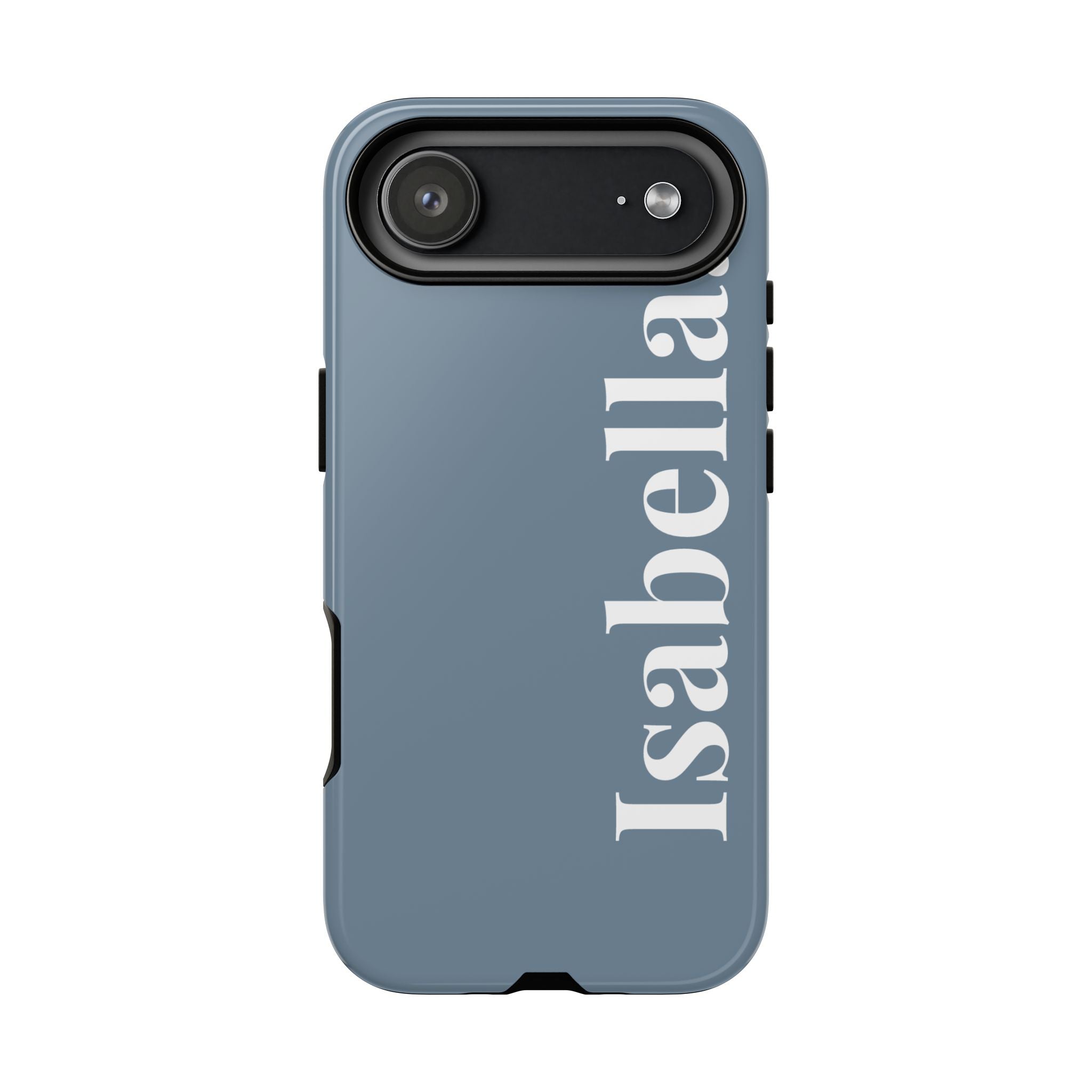 DUSTY BLUE BOLD NAME – Personalisierte Handyhülle mit Dual-Layer-Schutz