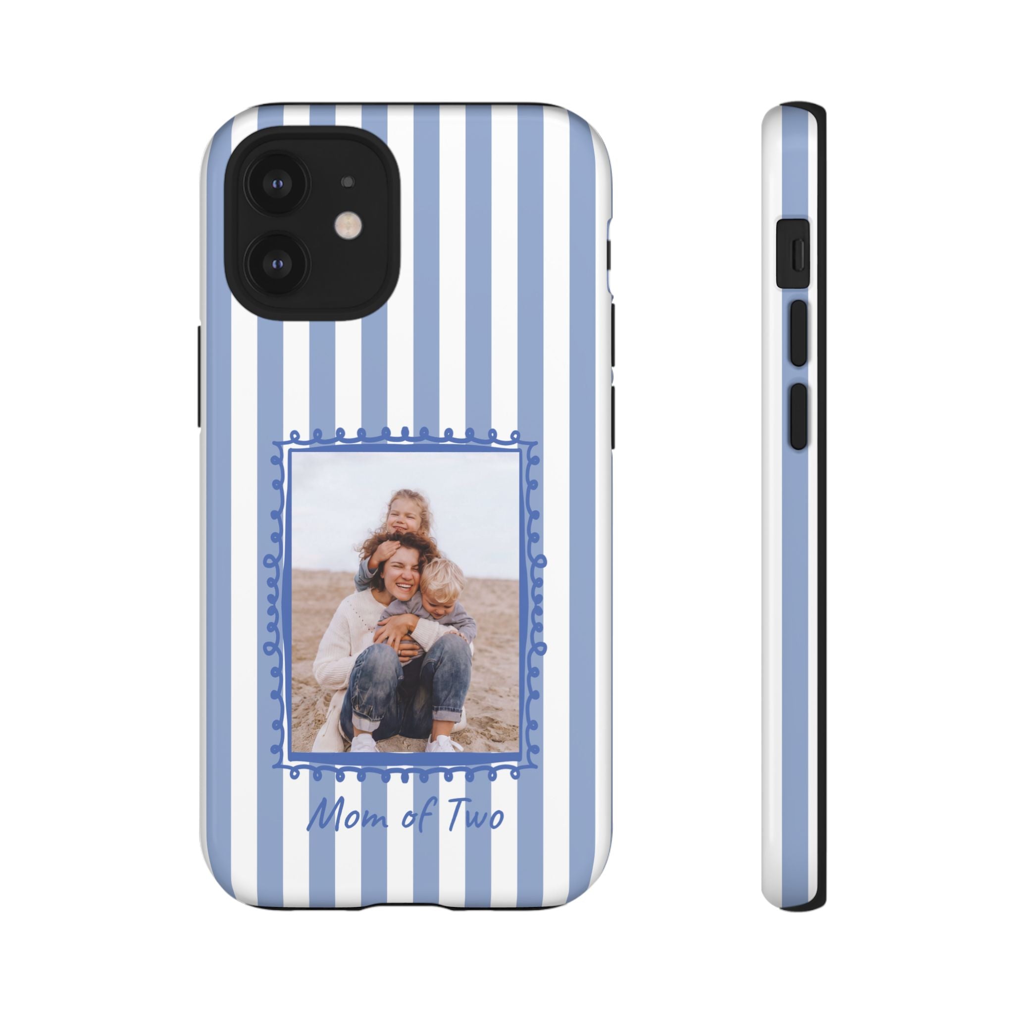 BLUE STRIPES PHOTO FRAME – Personalisierte Foto Handyhülle mit Dual-Layer-Schutz