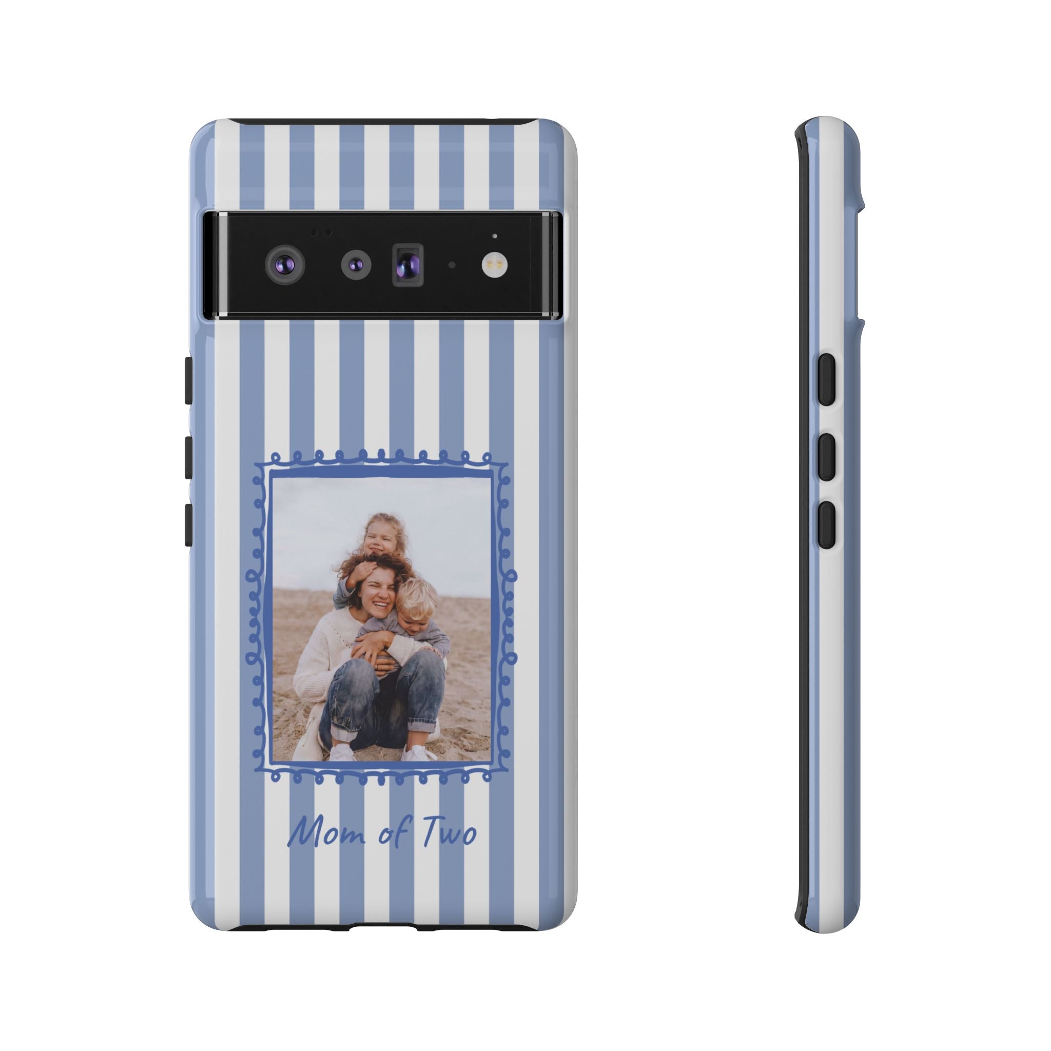 BLUE STRIPES PHOTO FRAME – Personalisierte Foto Handyhülle mit Dual-Layer-Schutz