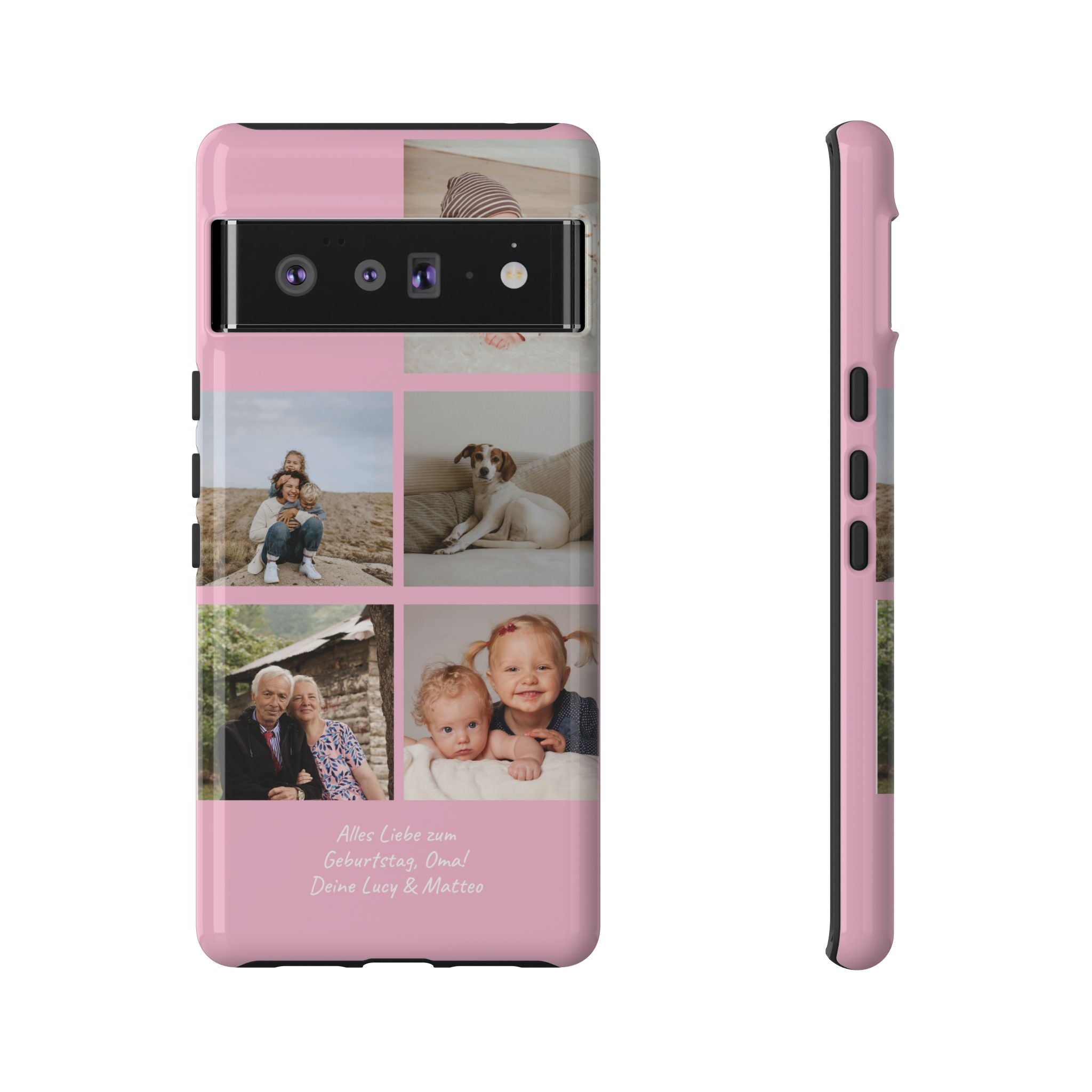PINK PHOTO COLLAGE – Personalisierte Foto Handyhülle mit Dual-Layer-Schutz