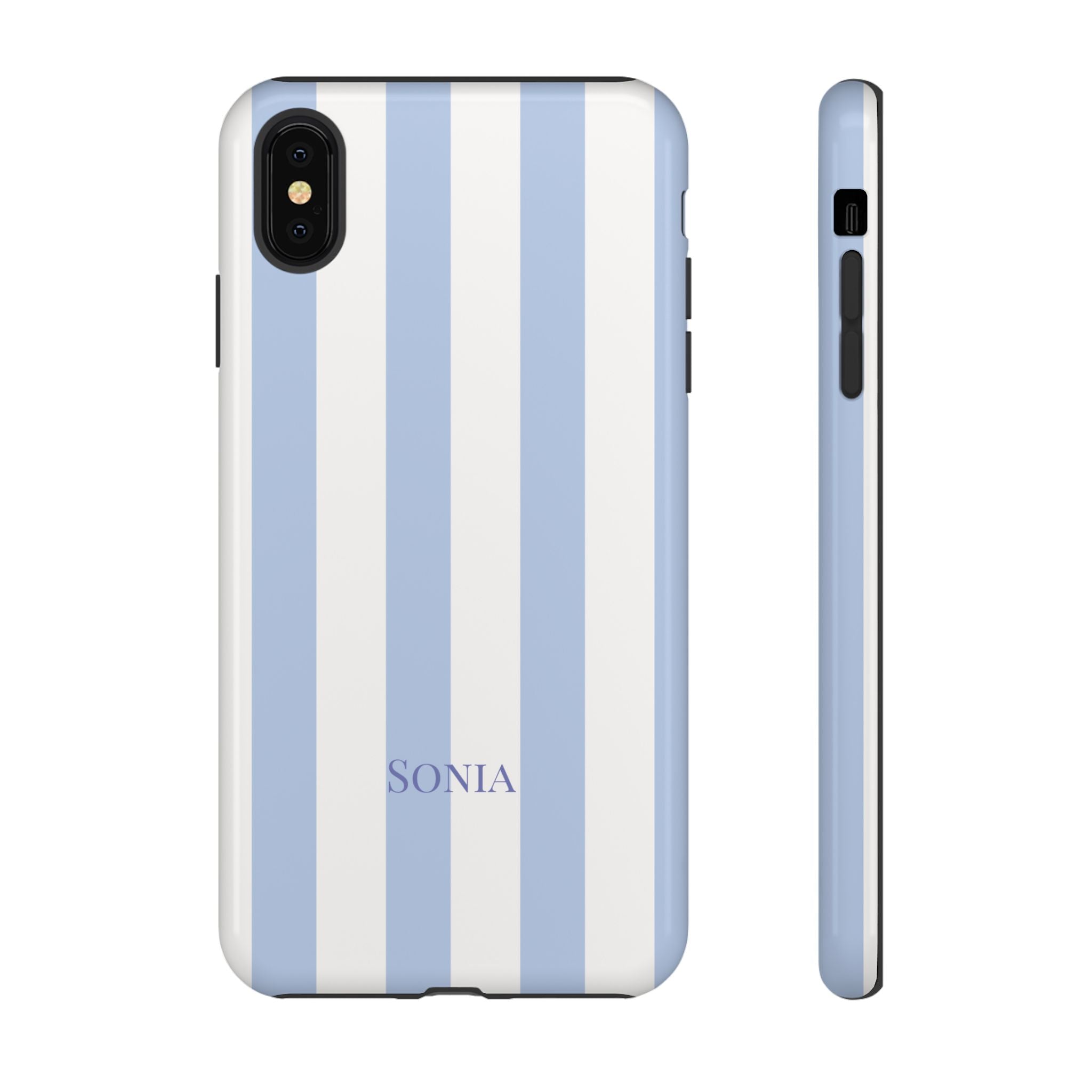 LIGHT BLUE STRIPES – Personalisierte Handyhülle mit Dual-Layer-Schutz