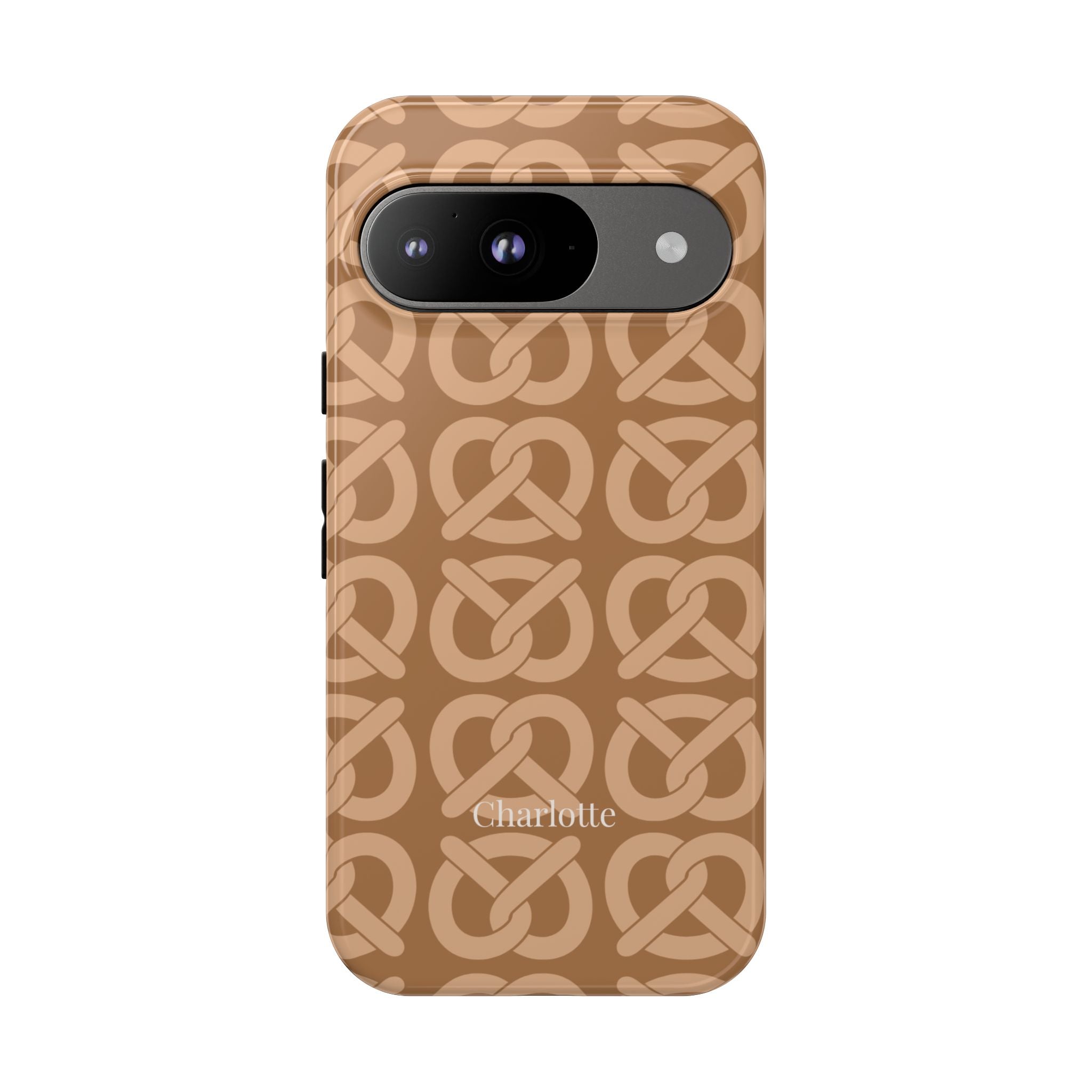 BREZN MONOGRAMM COGNAC – Personalisierte Handyhülle mit Dual-Layer-Schutz