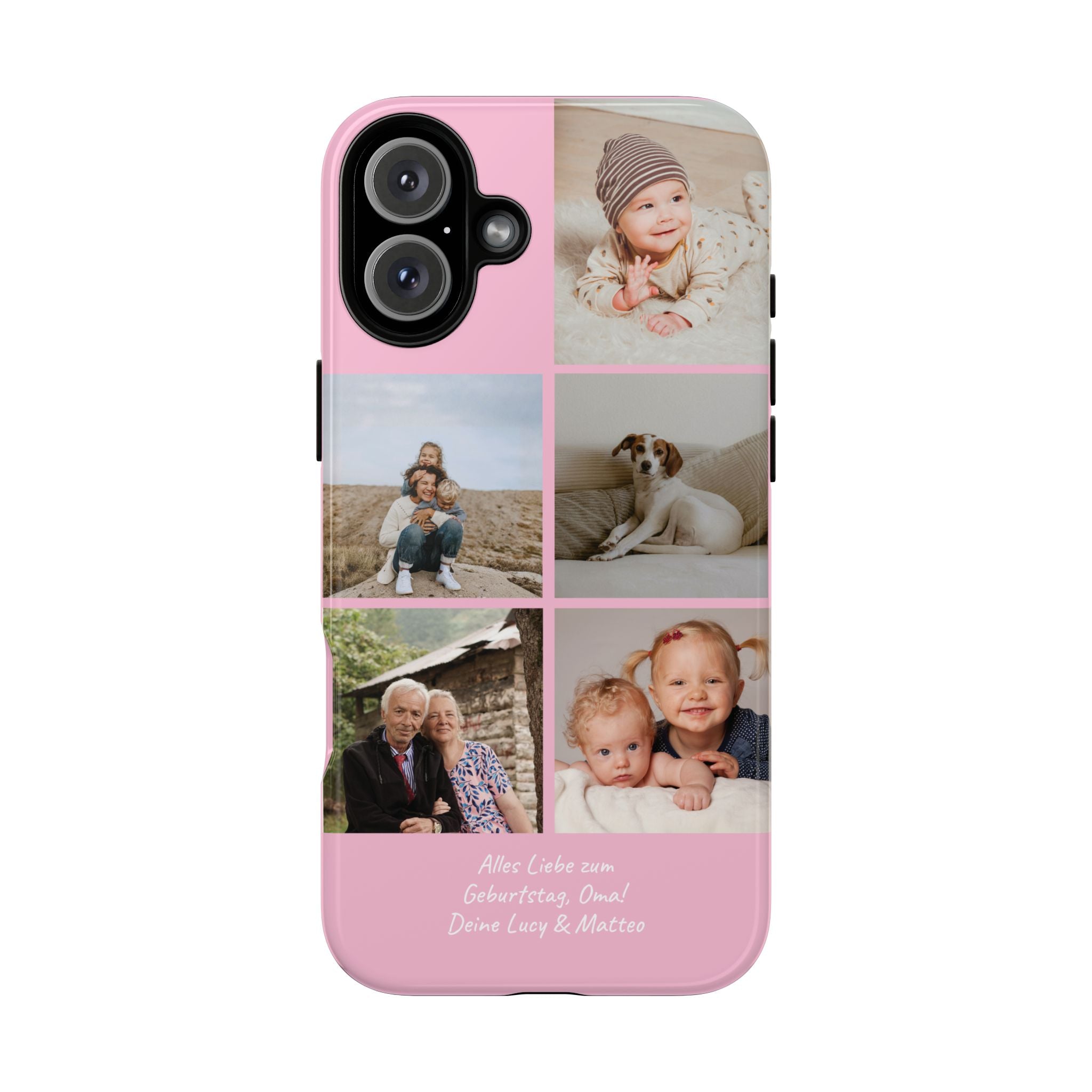 PINK PHOTO COLLAGE – Personalisierte Foto Handyhülle mit Dual-Layer-Schutz