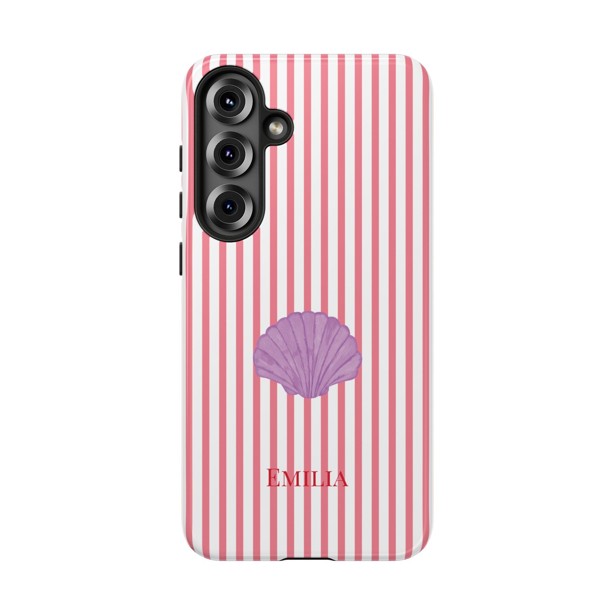 SHELL PINK STRIPES – Personalisierte Handyhülle mit Dual-Layer-Schutz