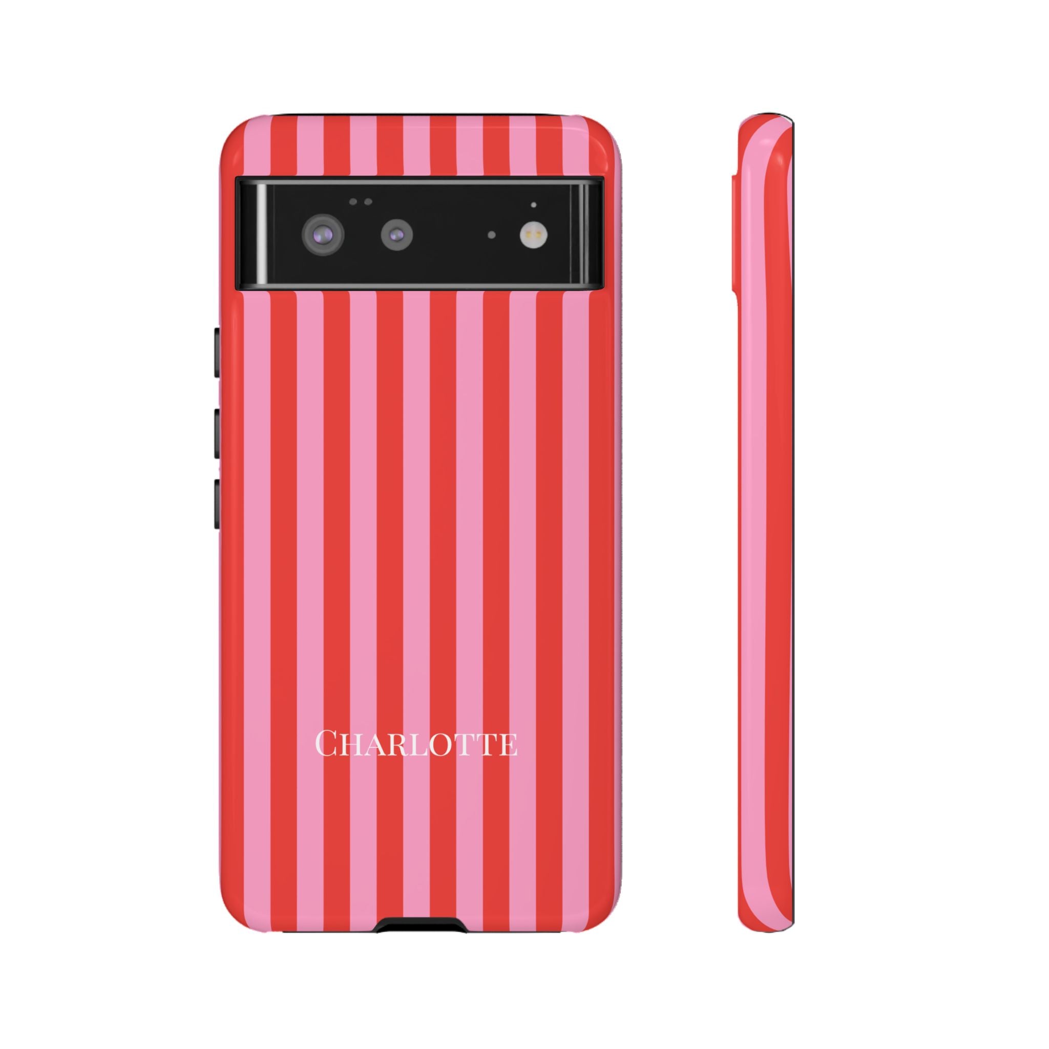 PINK STRIPES – Personalisierte Handyhülle mit Dual-Layer-Schutz