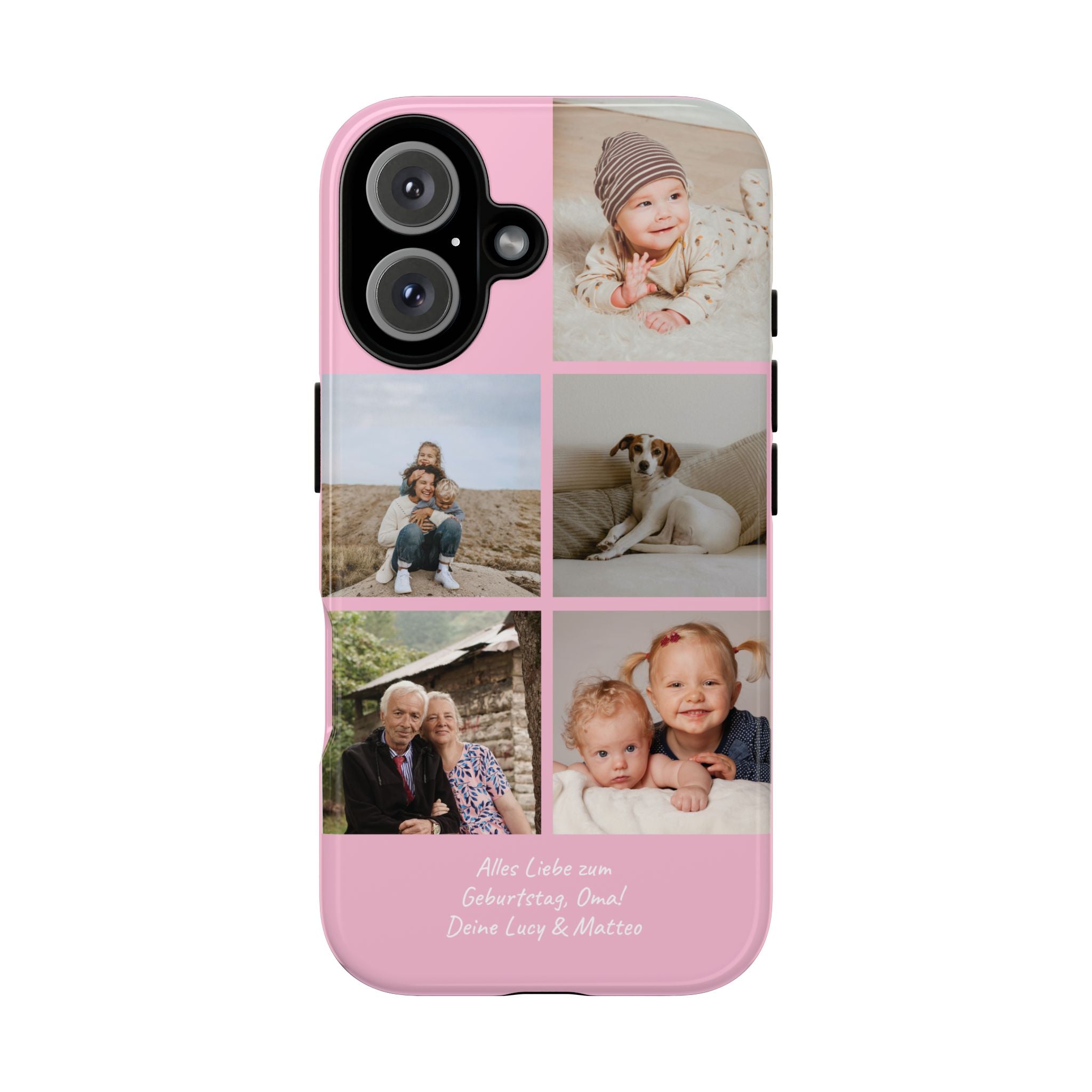 PINK PHOTO COLLAGE – Personalisierte Foto Handyhülle mit Dual-Layer-Schutz