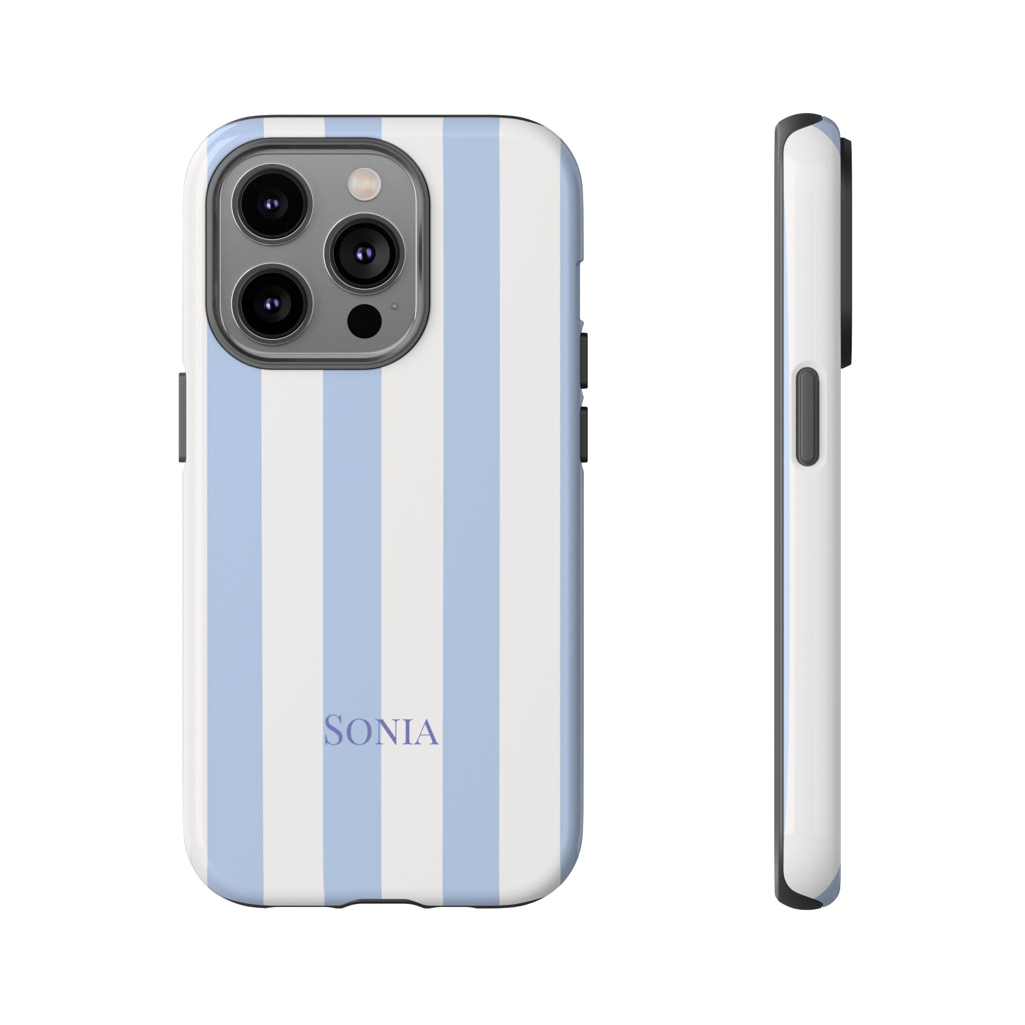 LIGHT BLUE STRIPES – Personalisierte Handyhülle mit Dual-Layer-Schutz