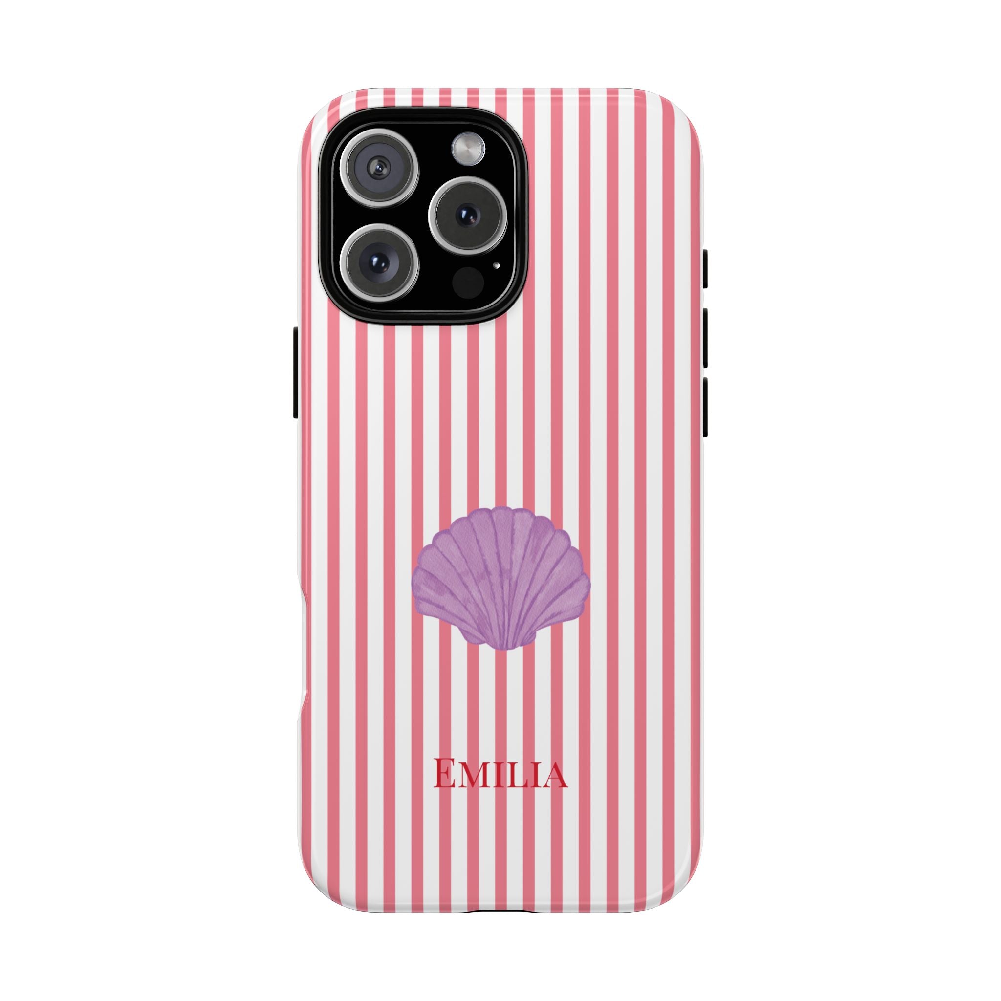 SHELL PINK STRIPES – Personalisierte Handyhülle mit Dual-Layer-Schutz