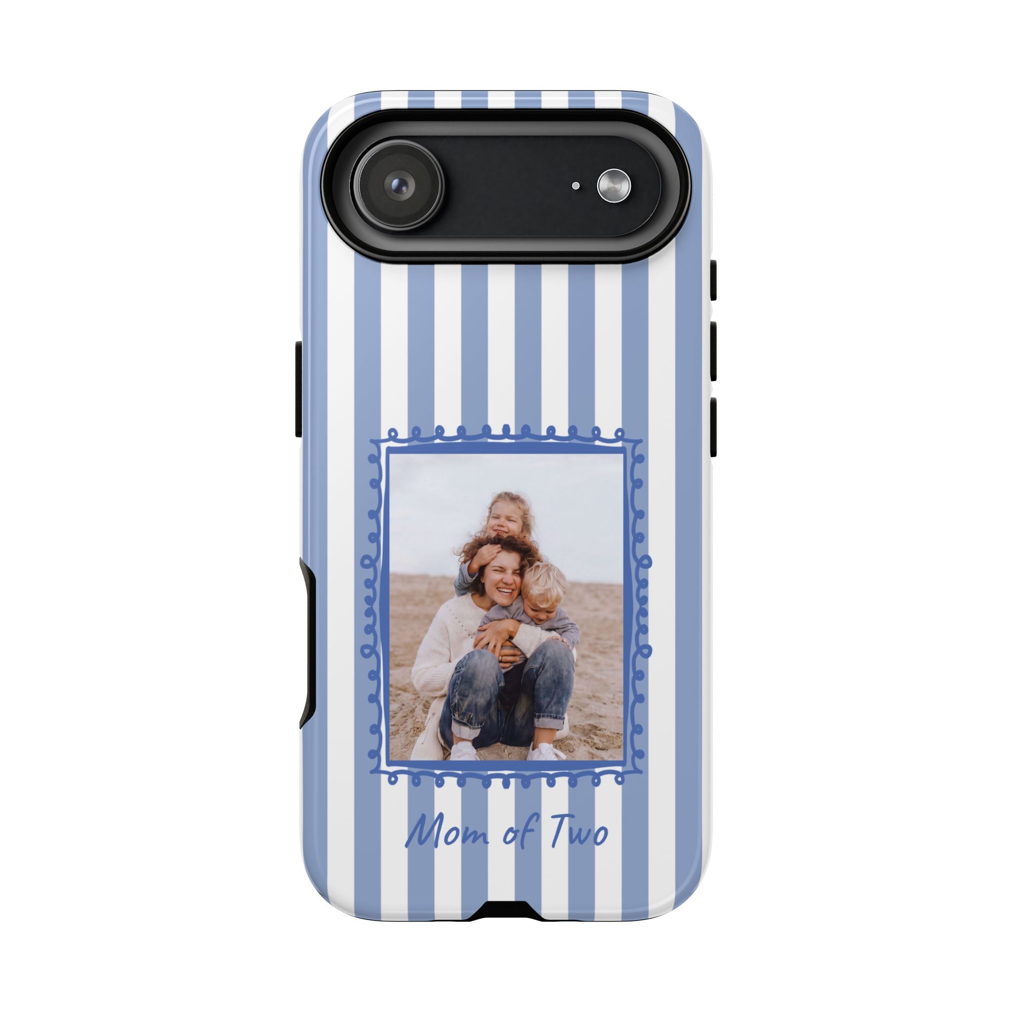 BLUE STRIPES PHOTO FRAME – Personalisierte Foto Handyhülle mit Dual-Layer-Schutz