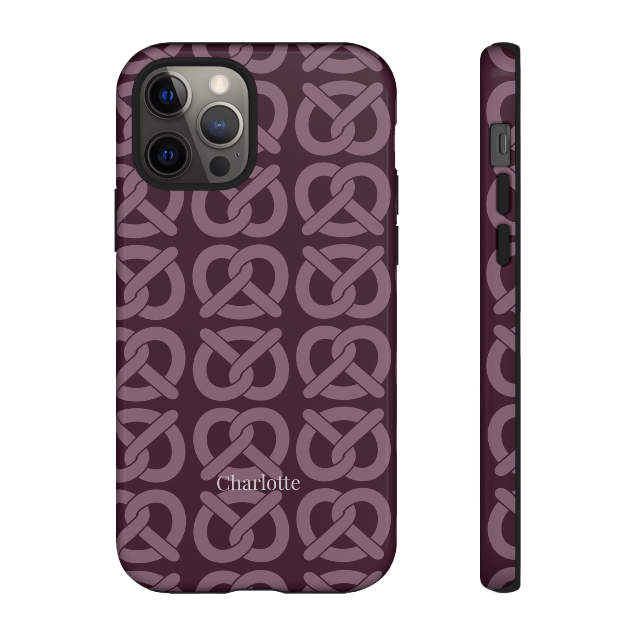 BREZN MONOGRAMM AUBERGINE – Personalisierte Handyhülle mit Dual-Layer-Schutz