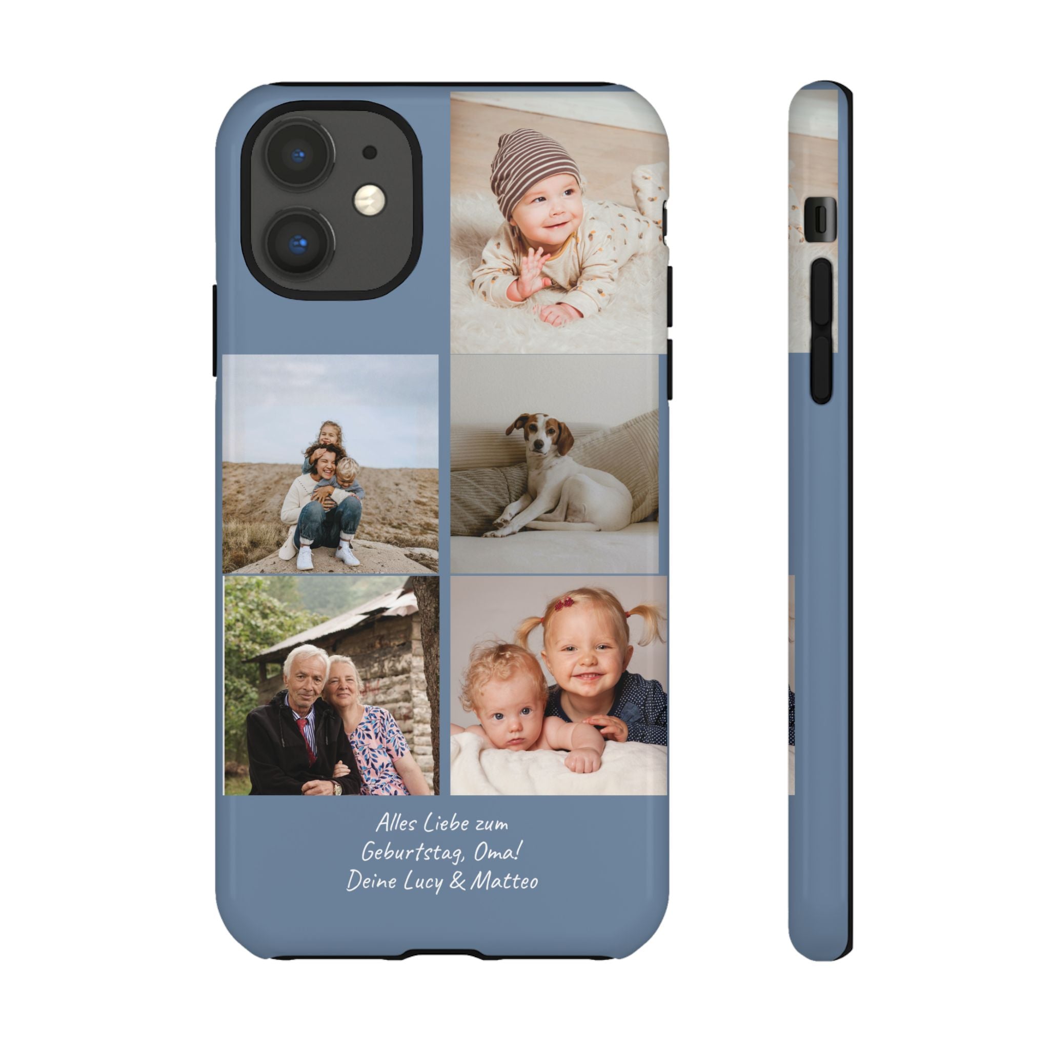DUSTY BLUE COLLAGE – Personalisierte Foto Handyhülle mit Dual-Layer-Schutz