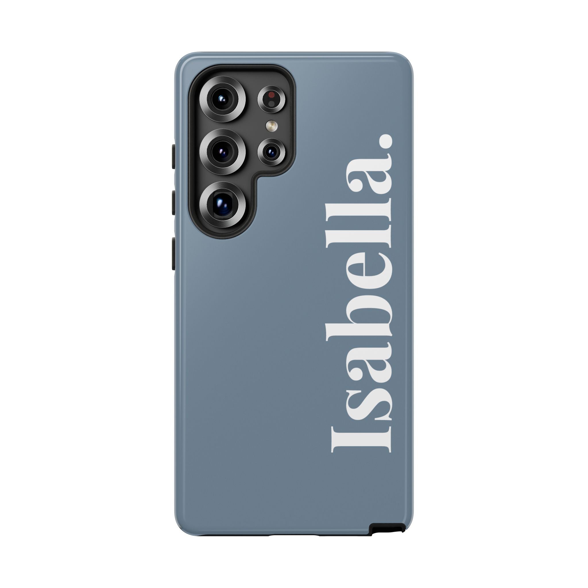 DUSTY BLUE BOLD NAME – Personalisierte Handyhülle mit Dual-Layer-Schutz