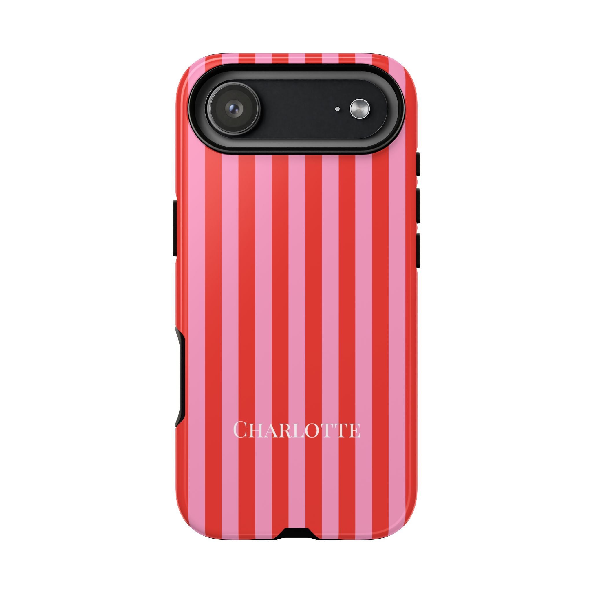 PINK STRIPES – Personalisierte Handyhülle mit Dual-Layer-Schutz
